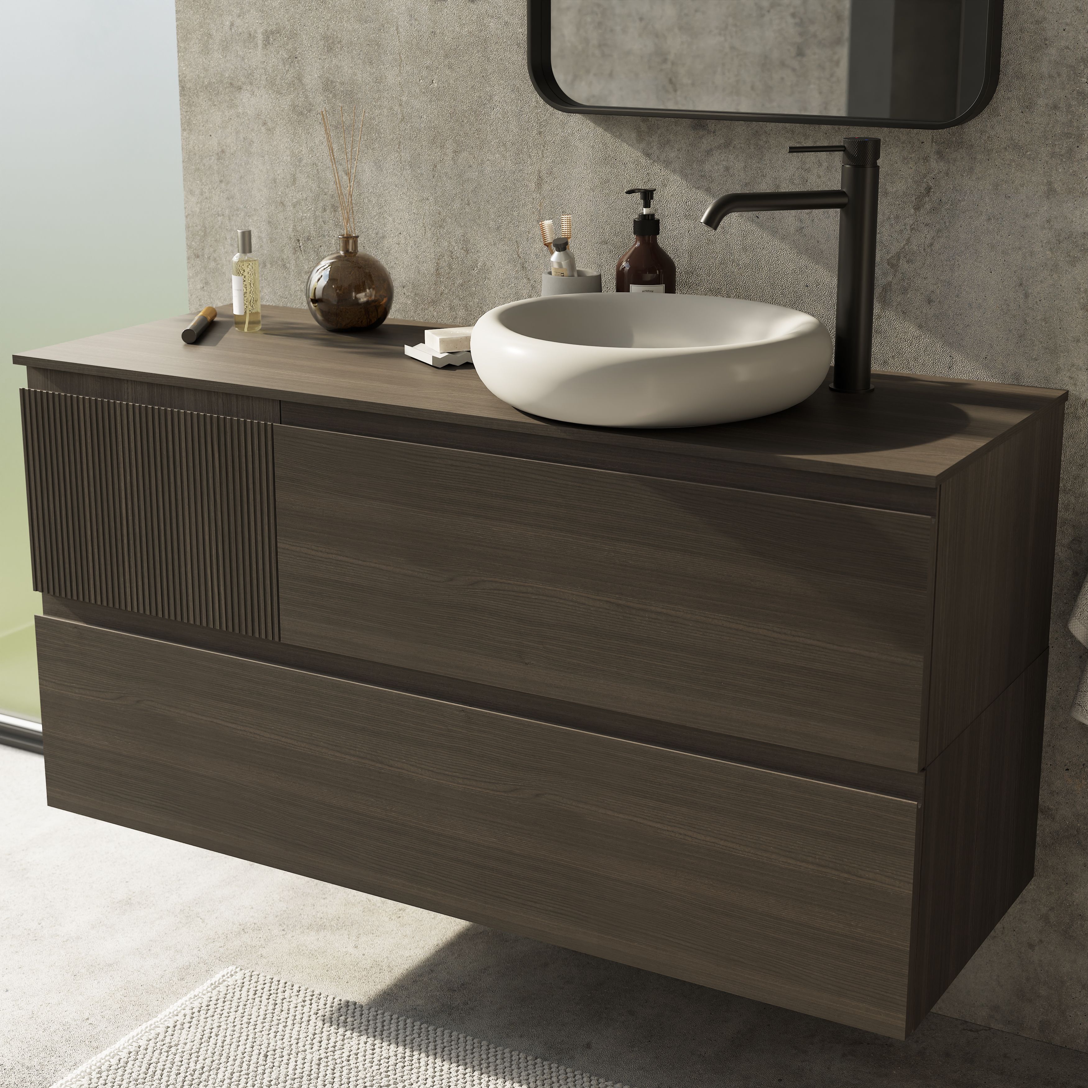 GoodHome Kentia Plywood Bathroom Basin vanity worktop (T)1.2cm x (D)45.2cm x (L)120.4cm