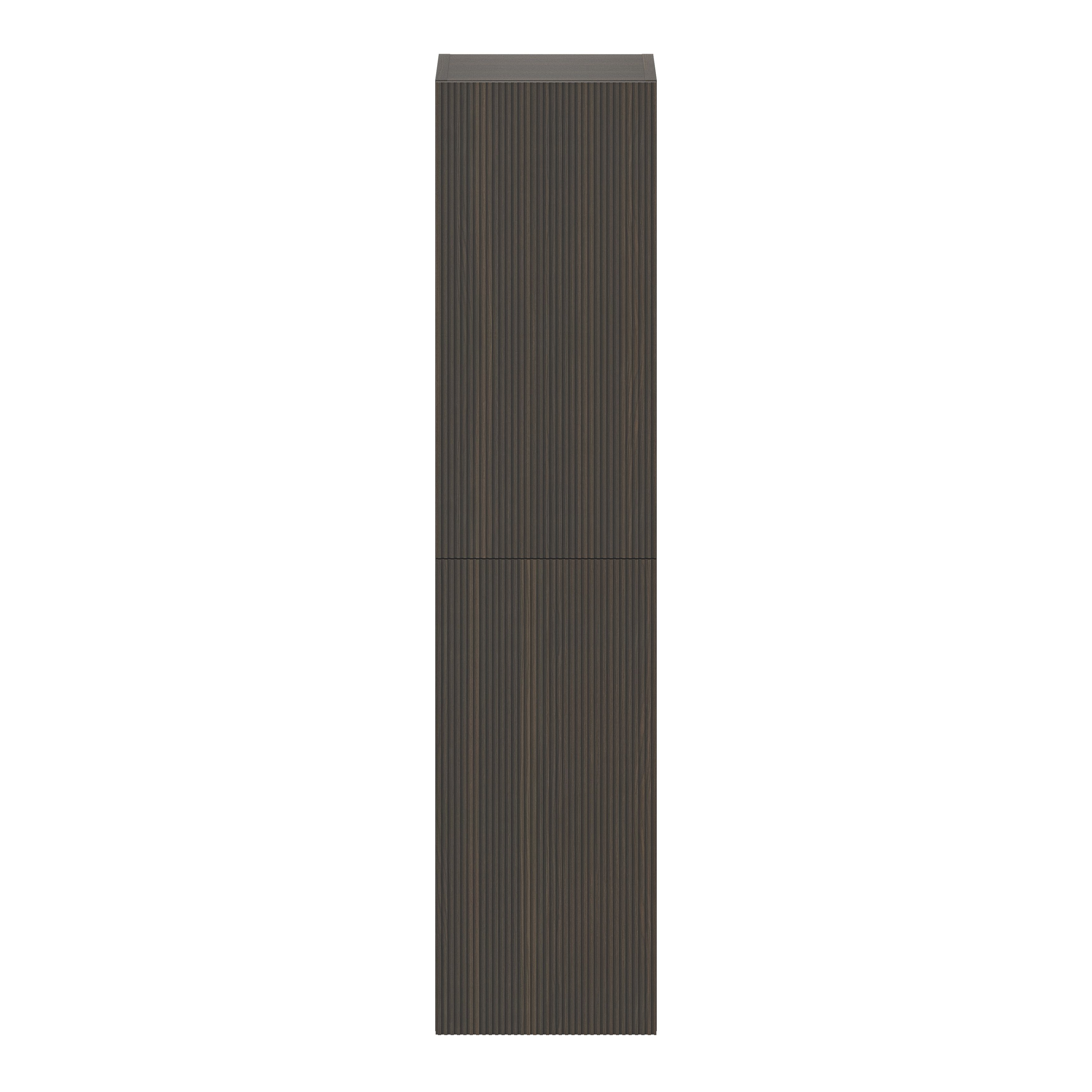GoodHome Kentia Ribbed effect Walnut Veneer Double Bathroom Column cabinet (H)150cm (W)35cm