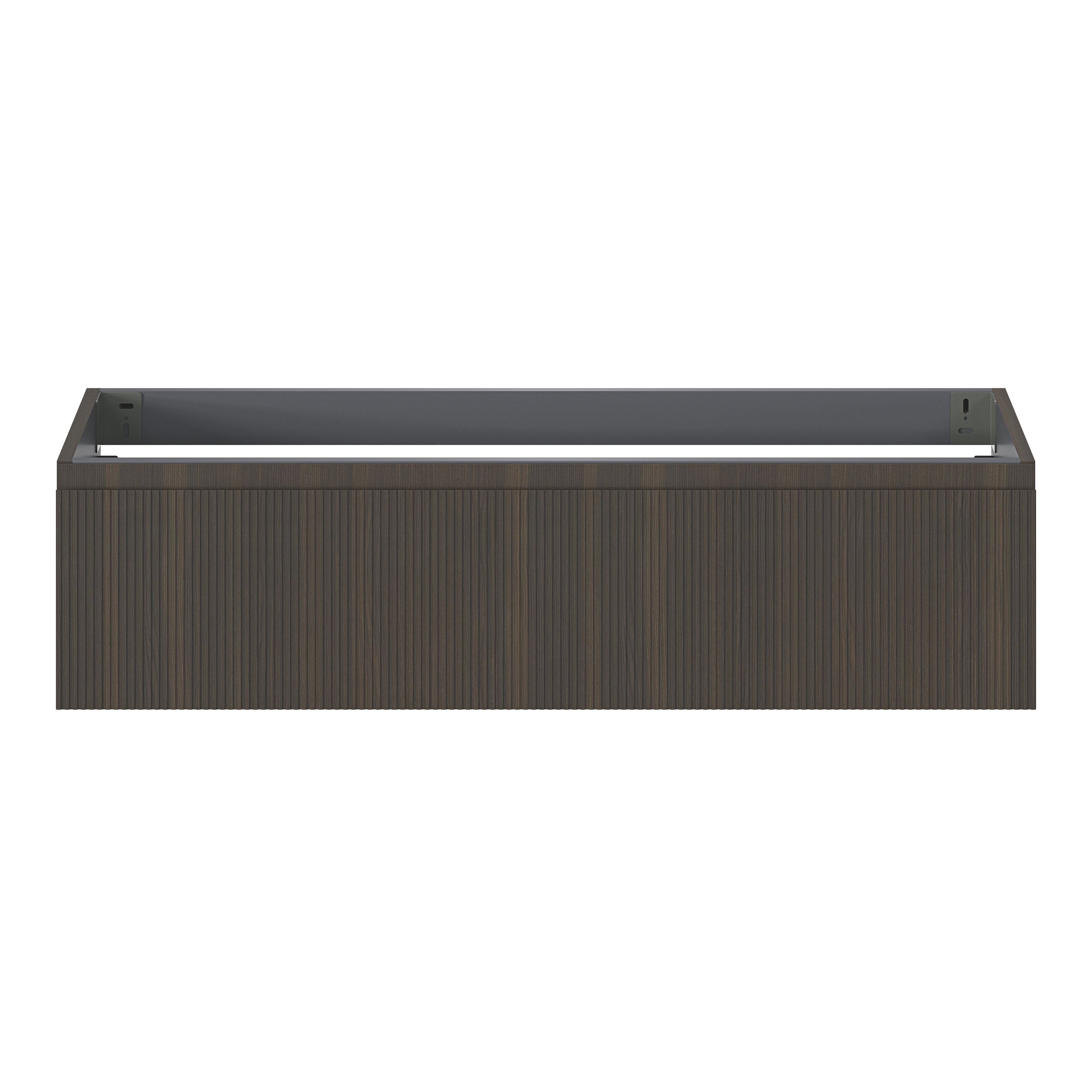 GoodHome Kentia Ribbed effect Walnut Veneer Wall-mounted Bathroom Cabinet (H)30cm (W)120cm
