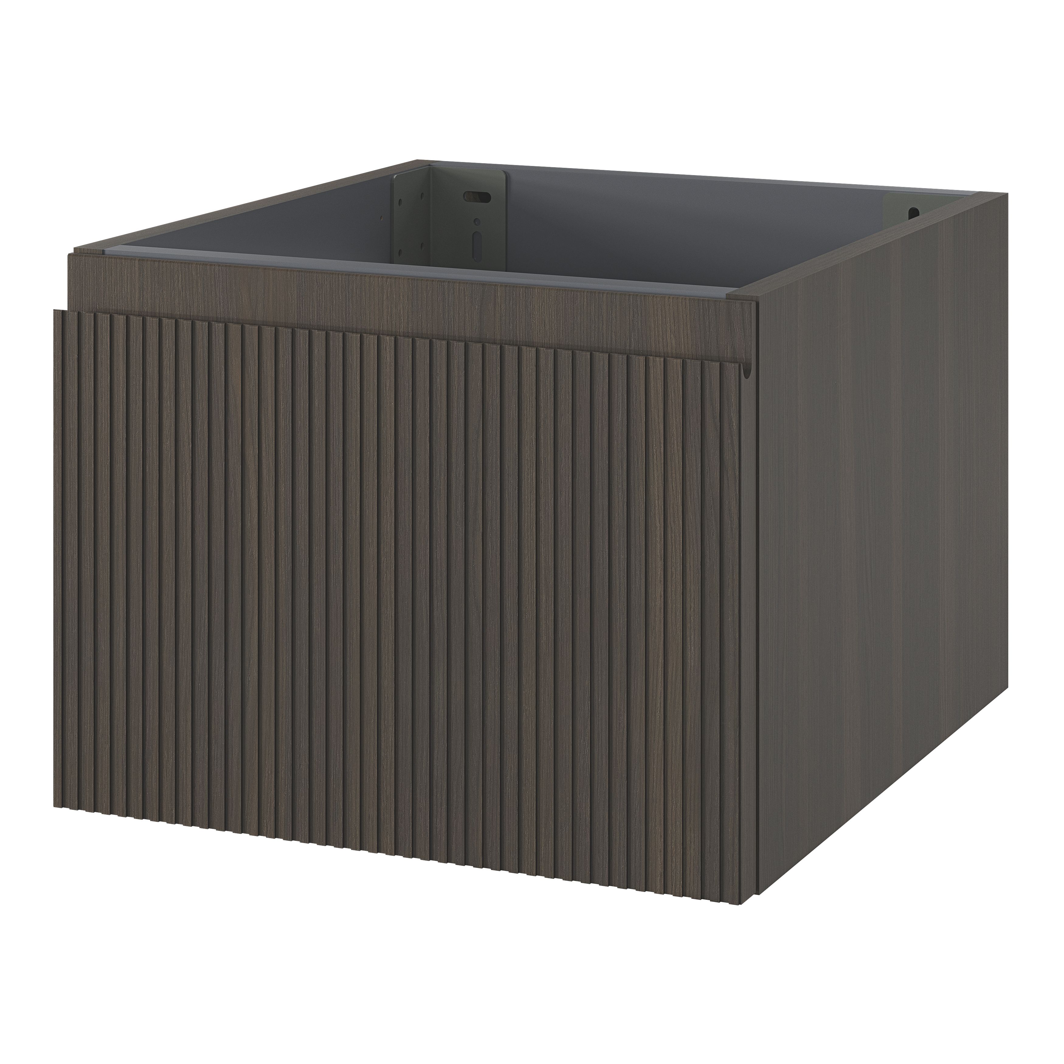 GoodHome Kentia Ribbed effect Walnut Veneer Wall-mounted Bathroom Cabinet (H)30cm (W)40cm