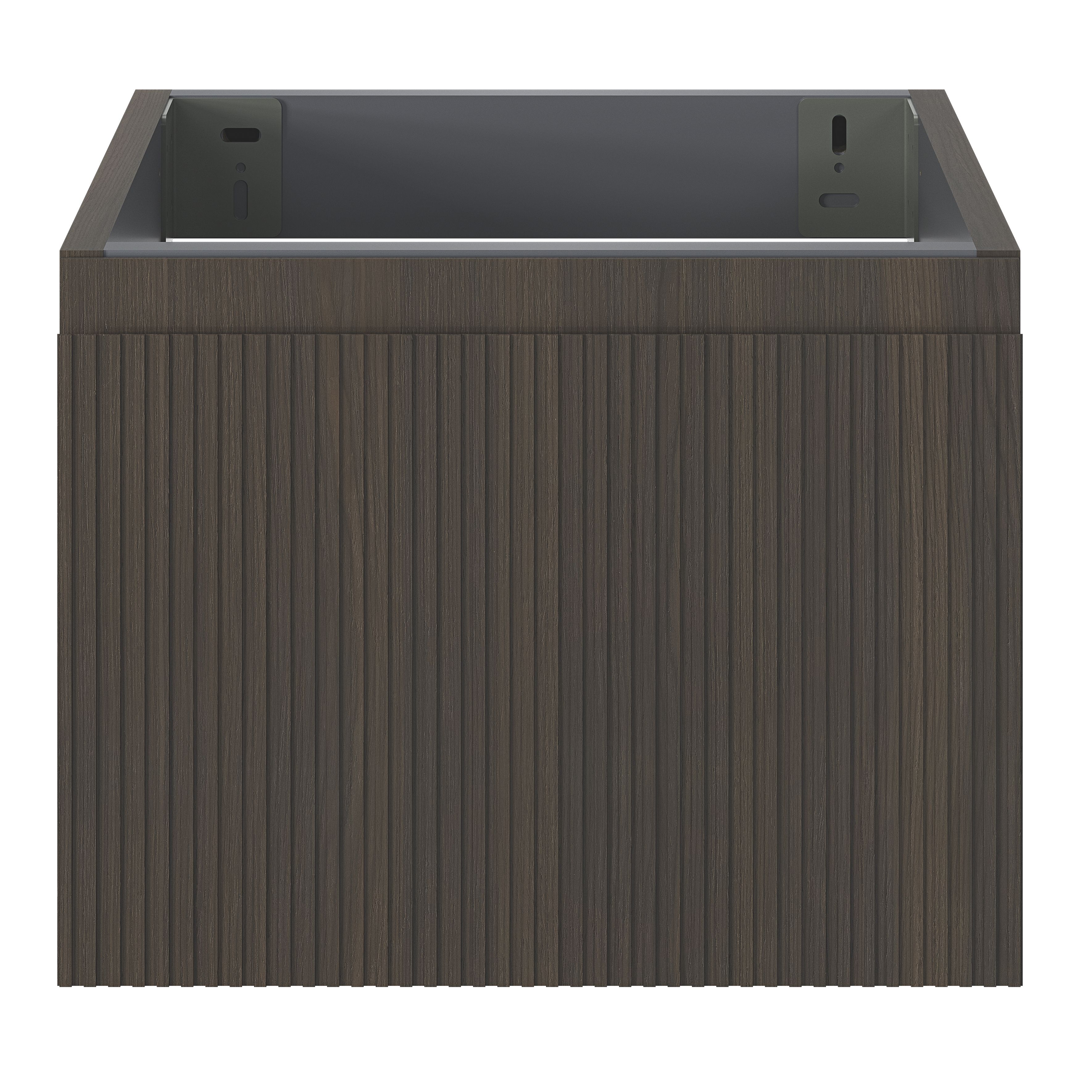 GoodHome Kentia Ribbed effect Walnut Veneer Wall-mounted Bathroom Cabinet (H)30cm (W)40cm