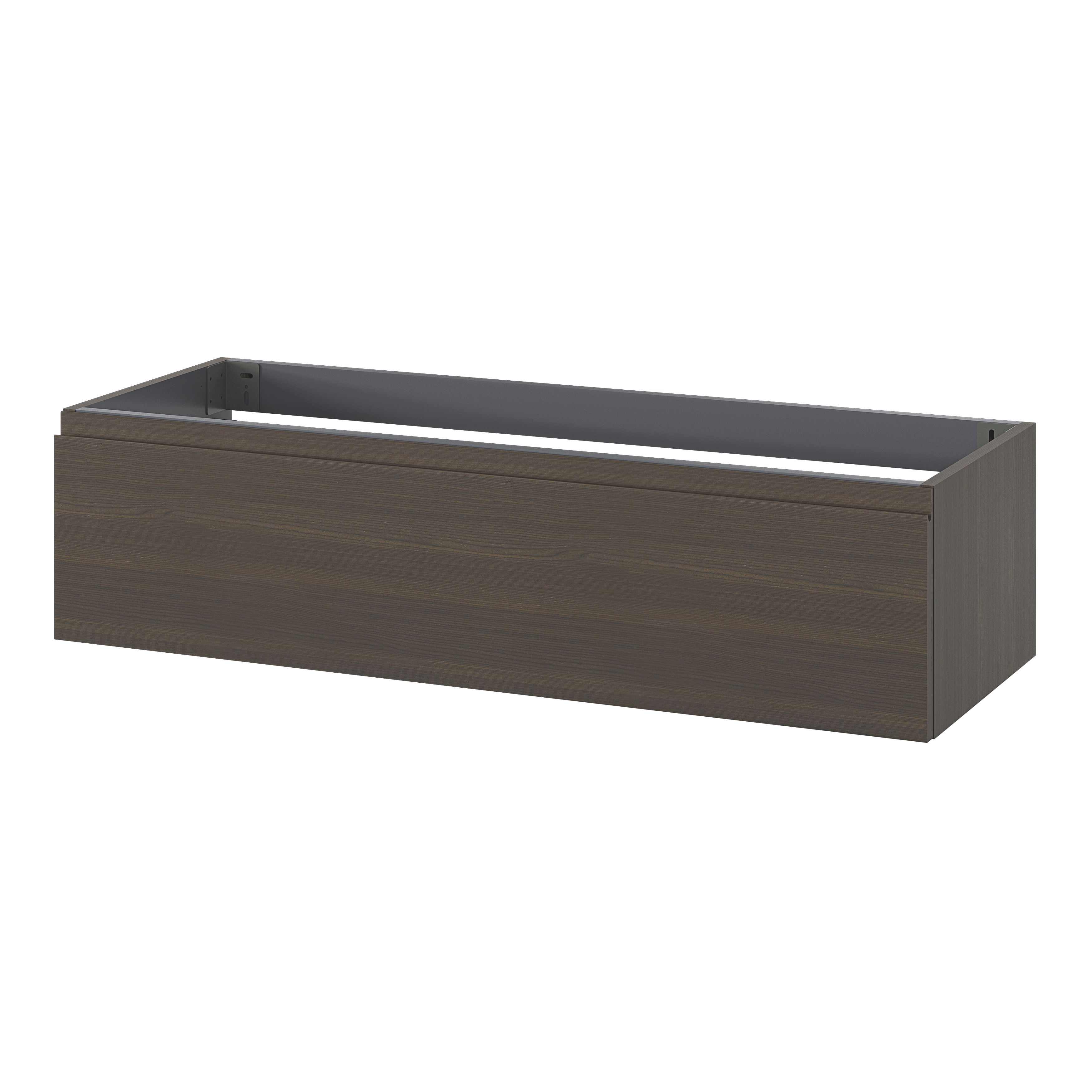 GoodHome Kentia Walnut Veneer Wall-mounted Bathroom Cabinet (H)30cm (W)120cm