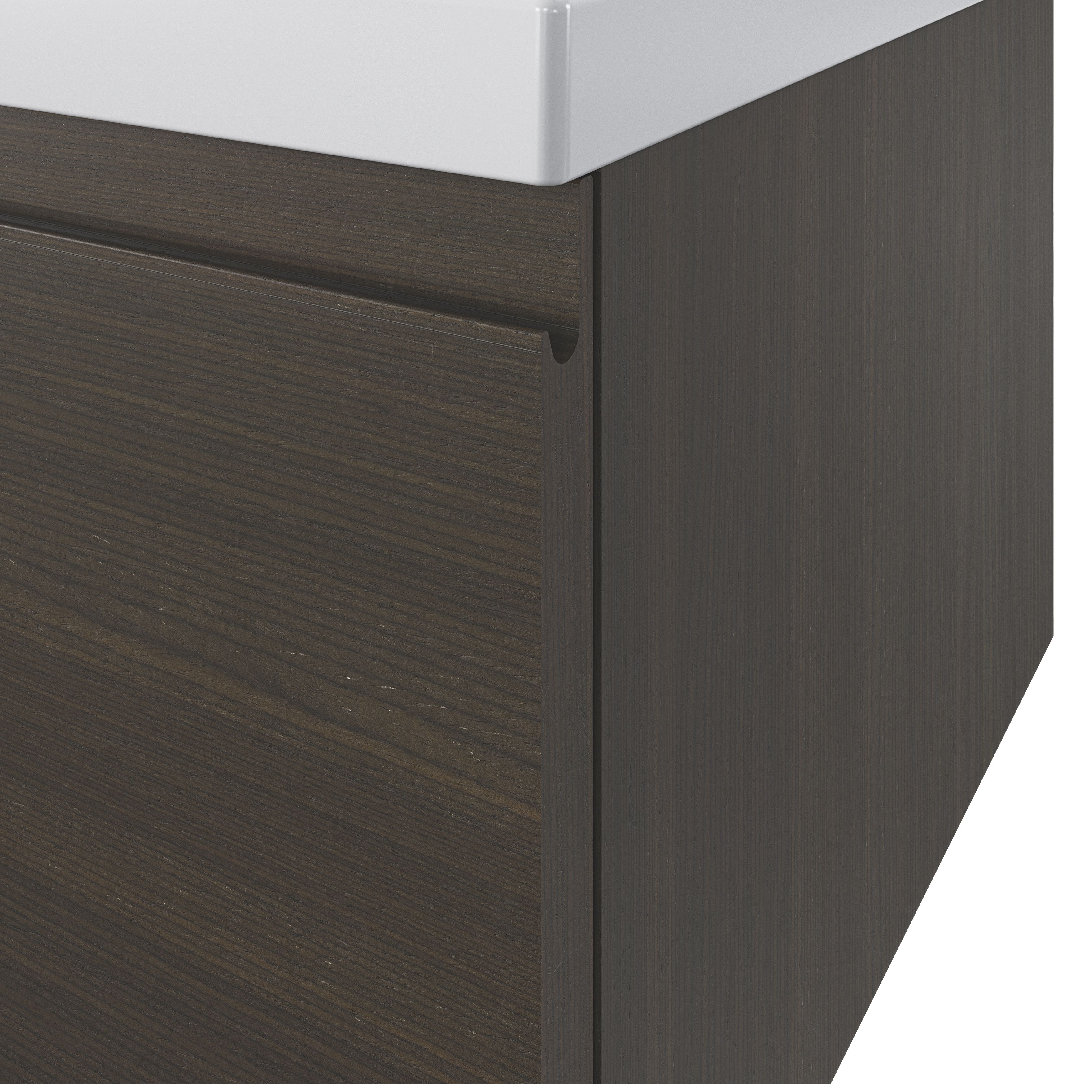 GoodHome Kentia Walnut Veneer Wall-mounted Bathroom Cabinet (H)30cm (W)120cm
