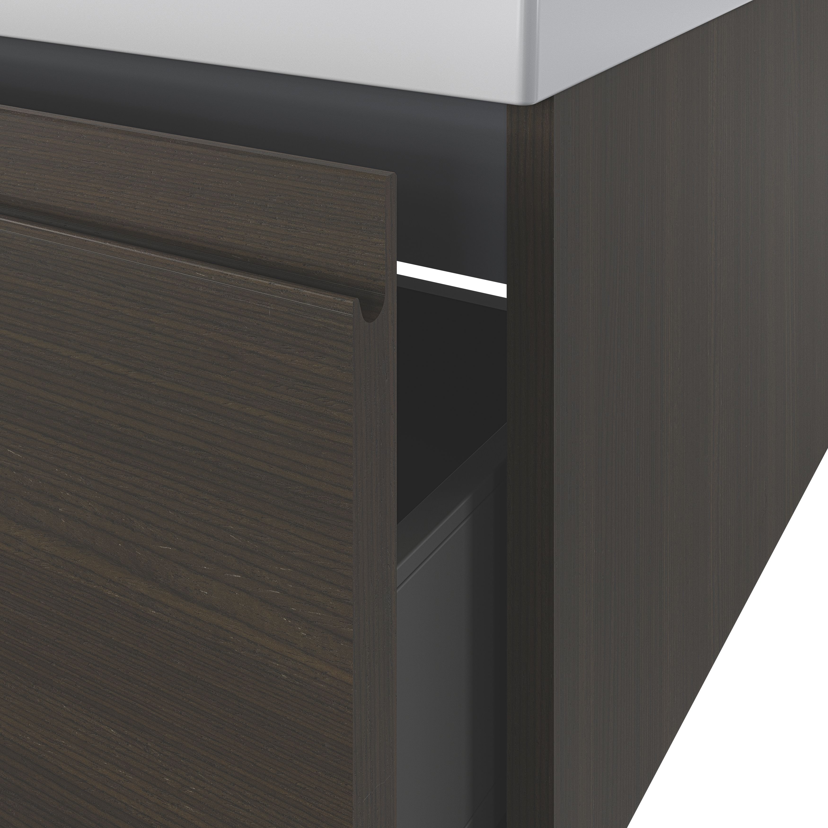 GoodHome Kentia Walnut Veneer Wall-mounted Bathroom Cabinet (H)30cm (W)120cm