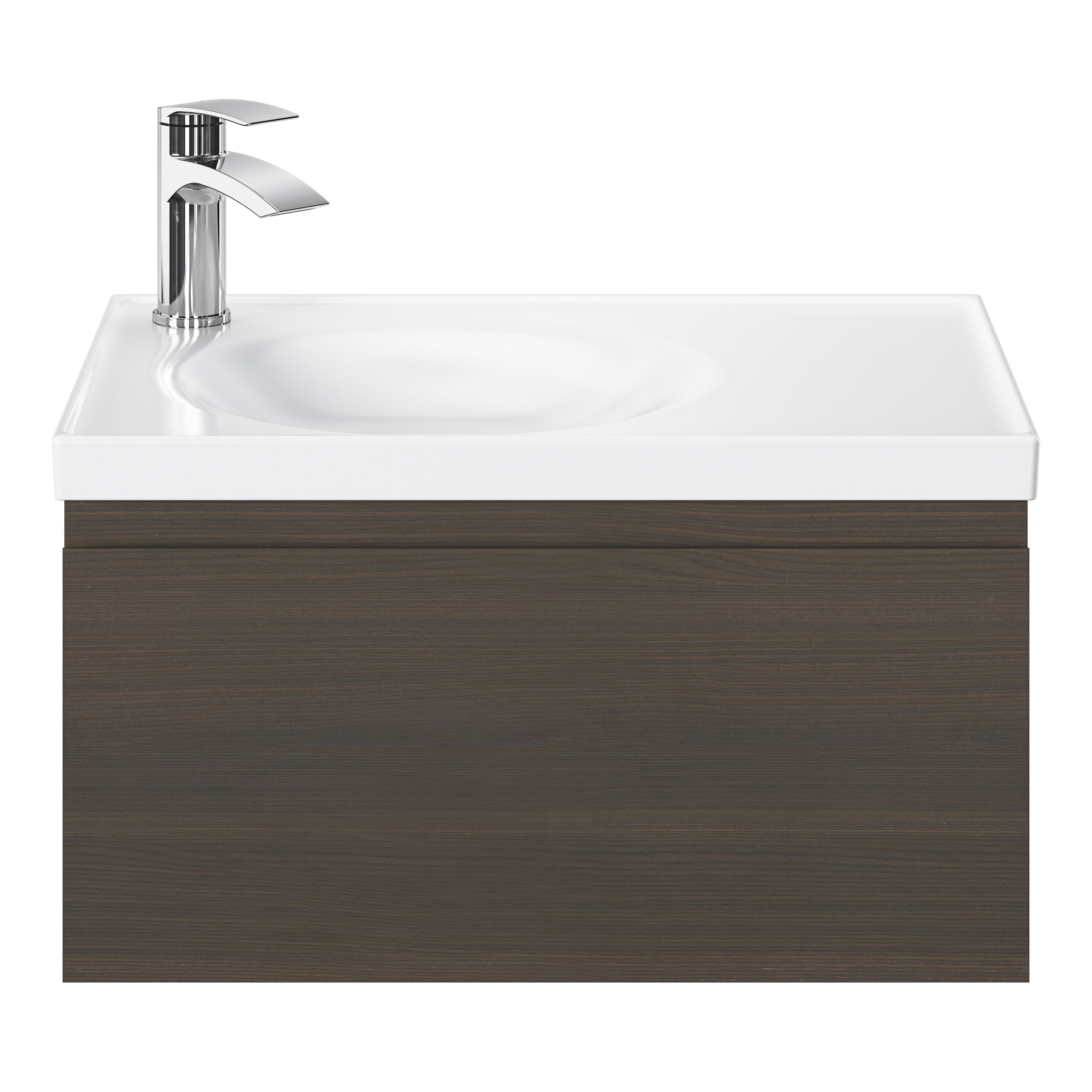 GoodHome Kentia Walnut Veneer Wall-mounted Bathroom Cabinet (H)30cm (W)60cm