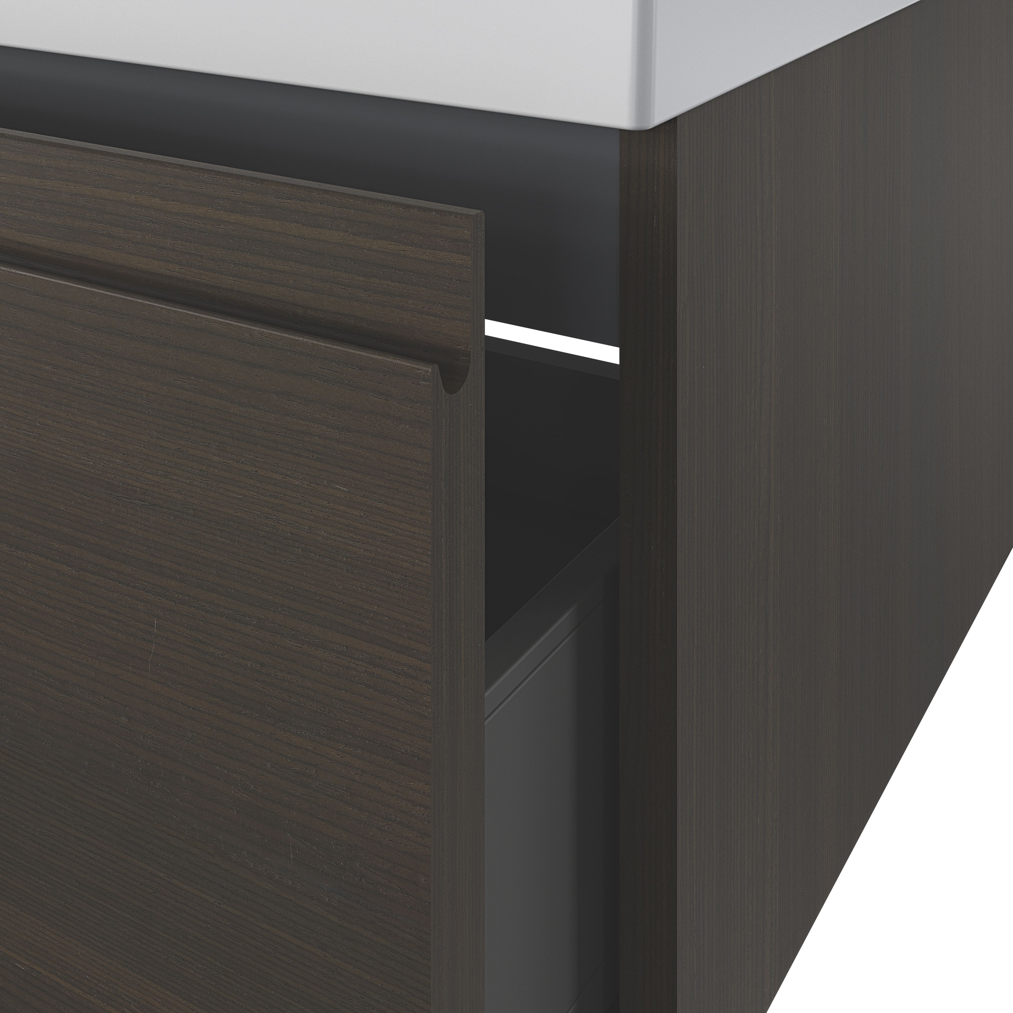 GoodHome Kentia Walnut Veneer Wall-mounted Bathroom Cabinet (H)30cm (W)60cm