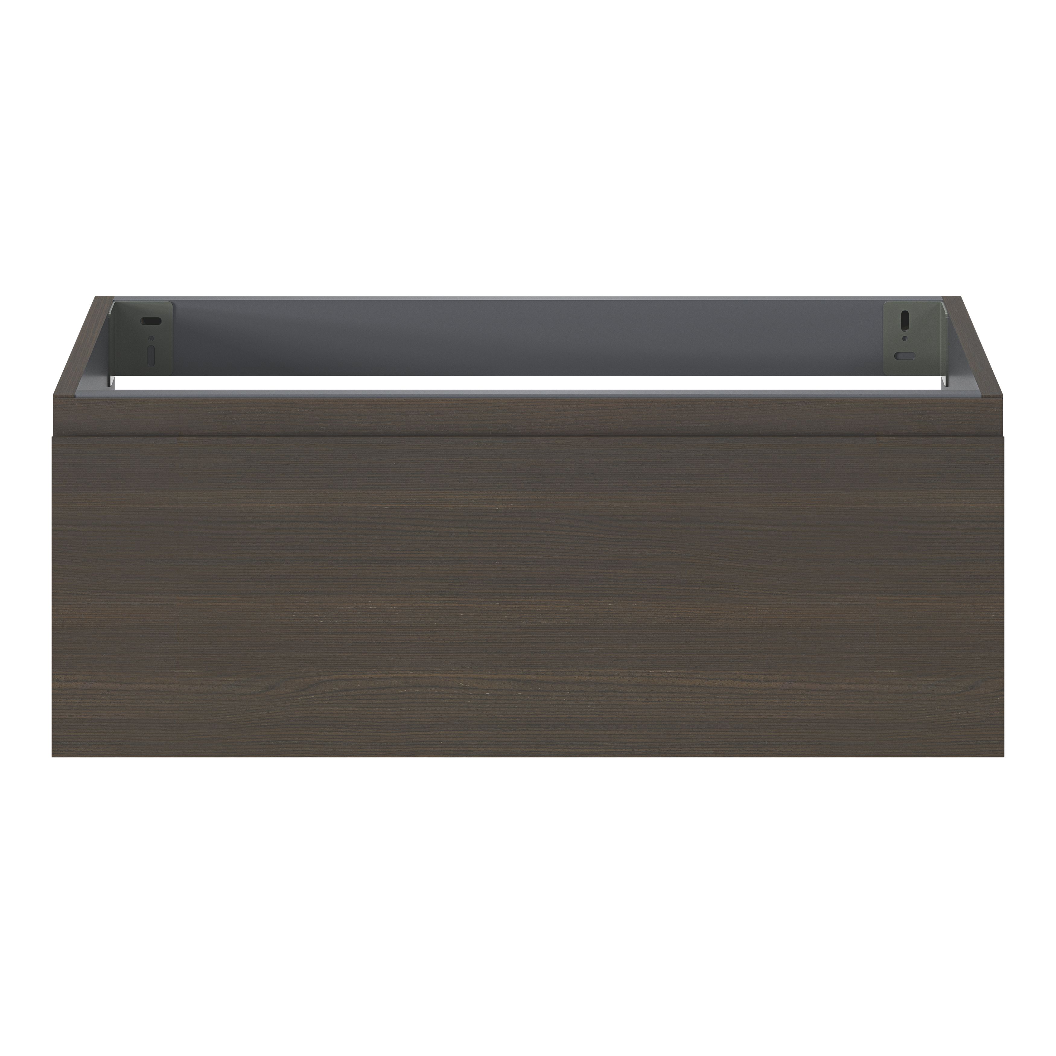 GoodHome Kentia Walnut Veneer Wall-mounted Bathroom Cabinet (H)30cm (W)80cm
