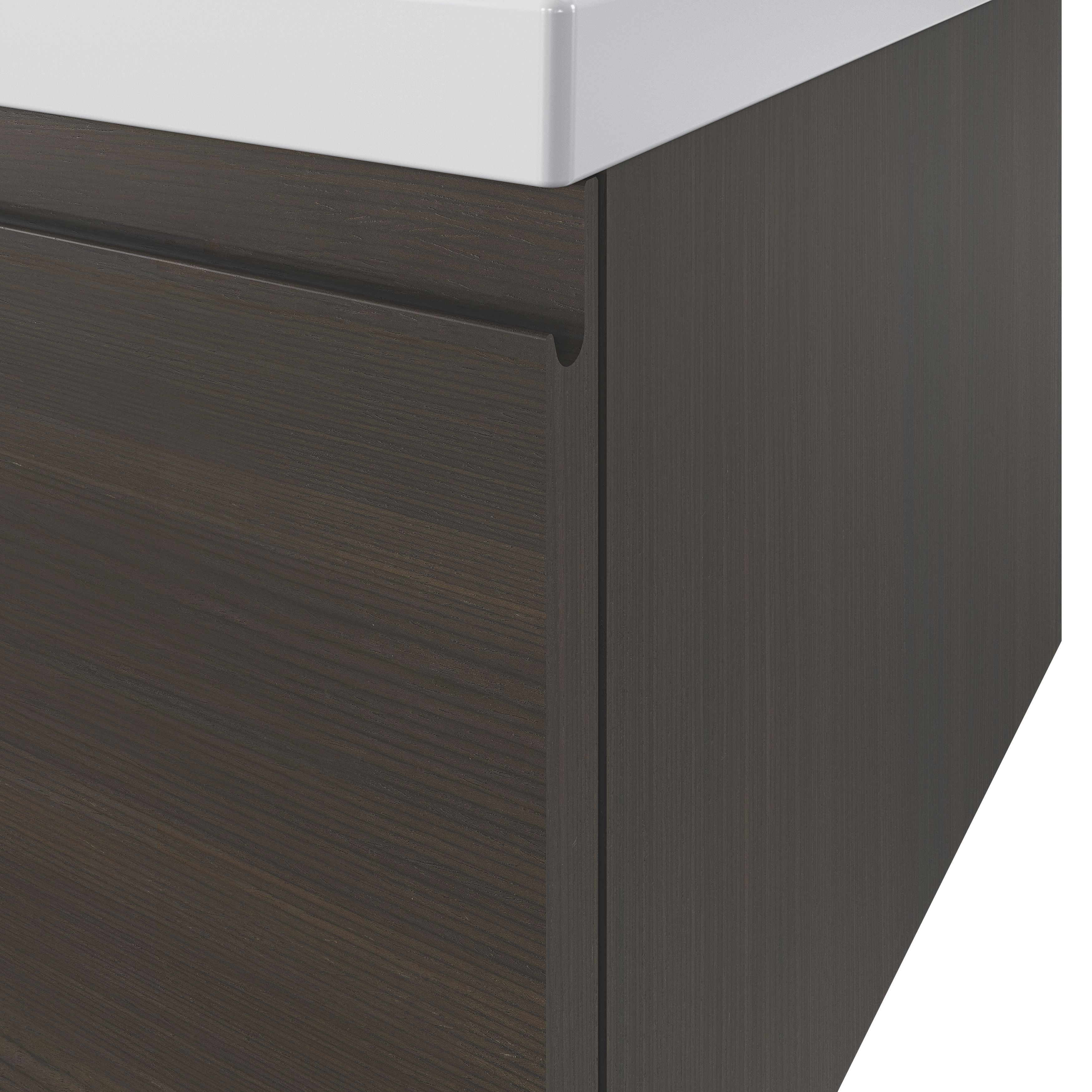 GoodHome Kentia Walnut Veneer Wall-mounted Bathroom Cabinet (H)30cm (W)80cm