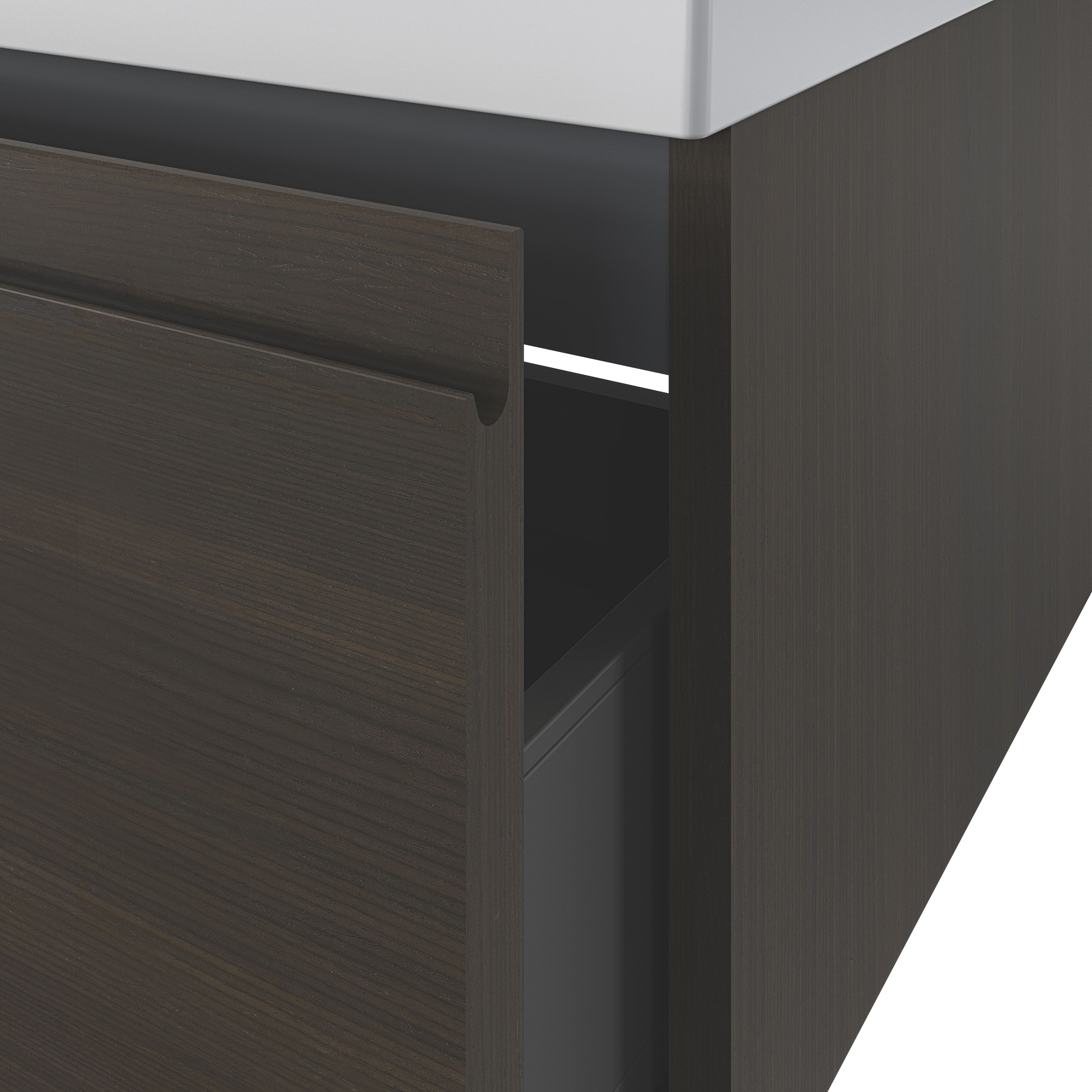 GoodHome Kentia Walnut Veneer Wall-mounted Bathroom Cabinet (H)30cm (W)80cm