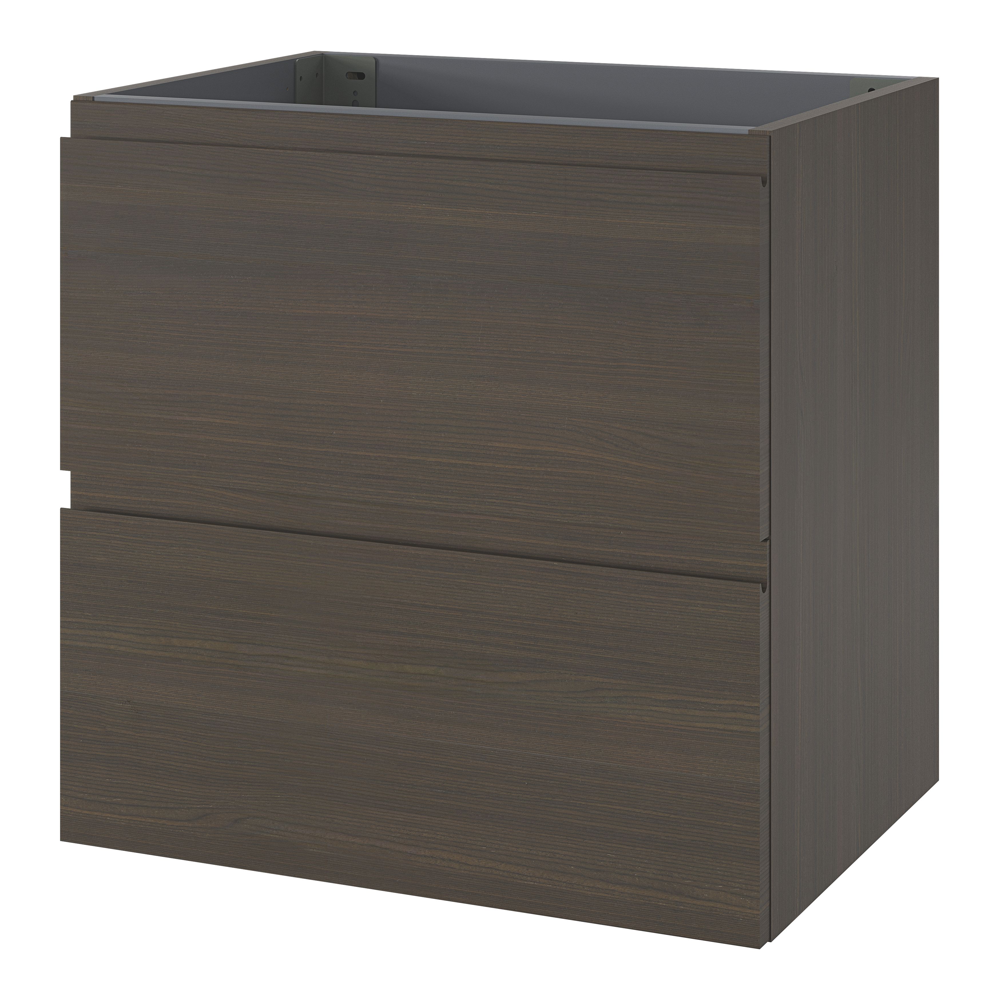 GoodHome Kentia Walnut Veneer Wall-mounted Bathroom Cabinet (H)60cm (W)60cm