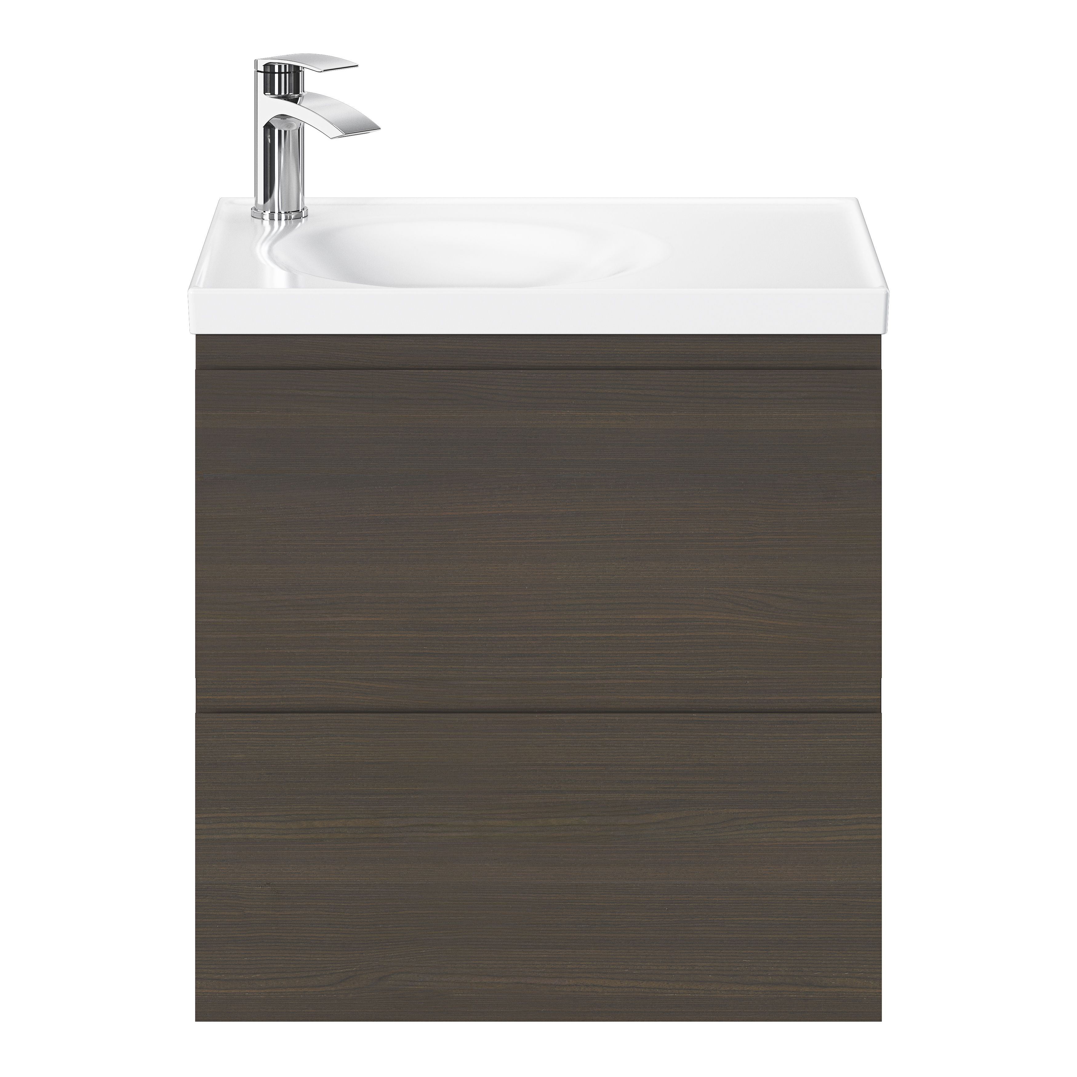 GoodHome Kentia Walnut Veneer Wall-mounted Bathroom Cabinet (H)60cm (W)60cm