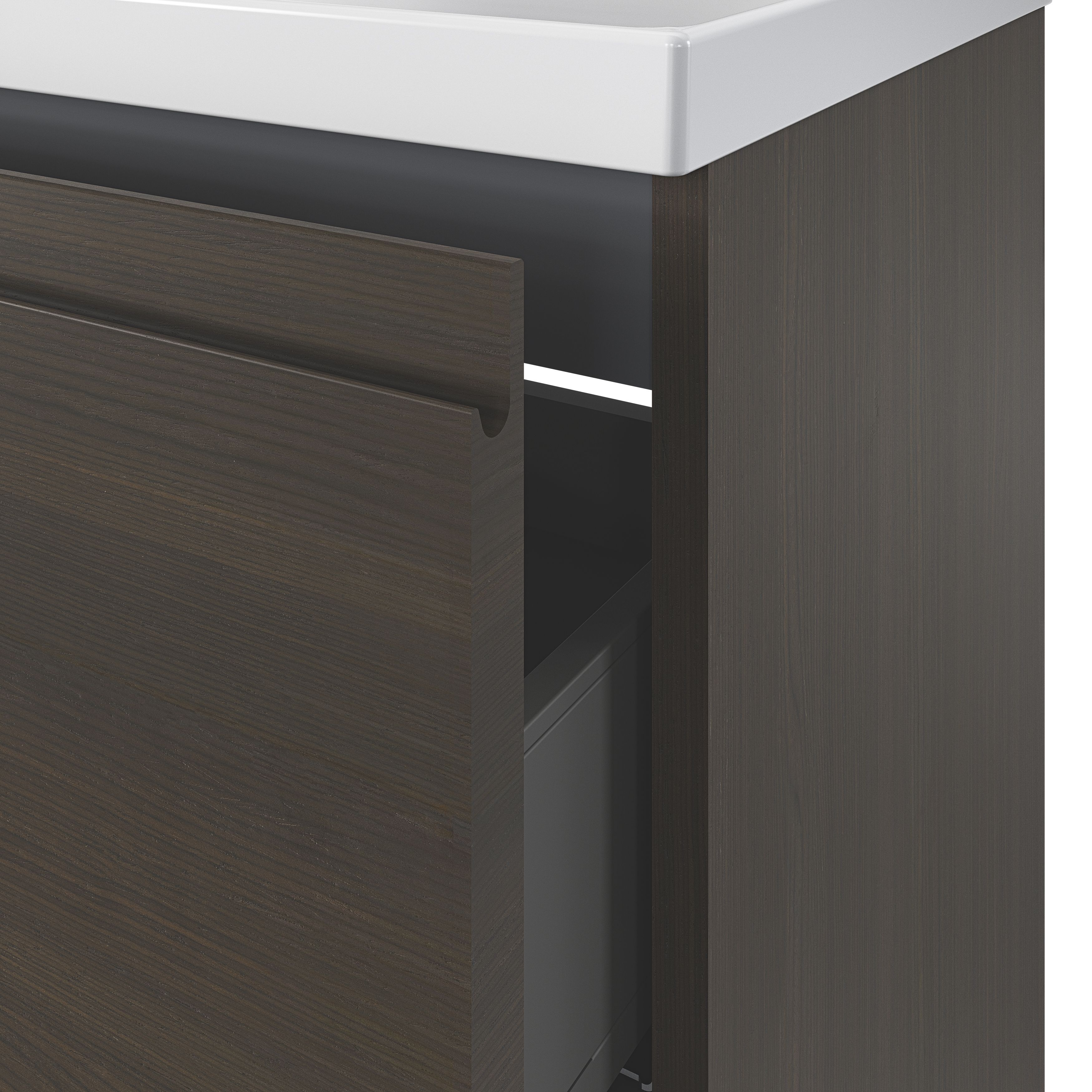 GoodHome Kentia Walnut Veneer Wall-mounted Bathroom Cabinet (H)60cm (W)60cm