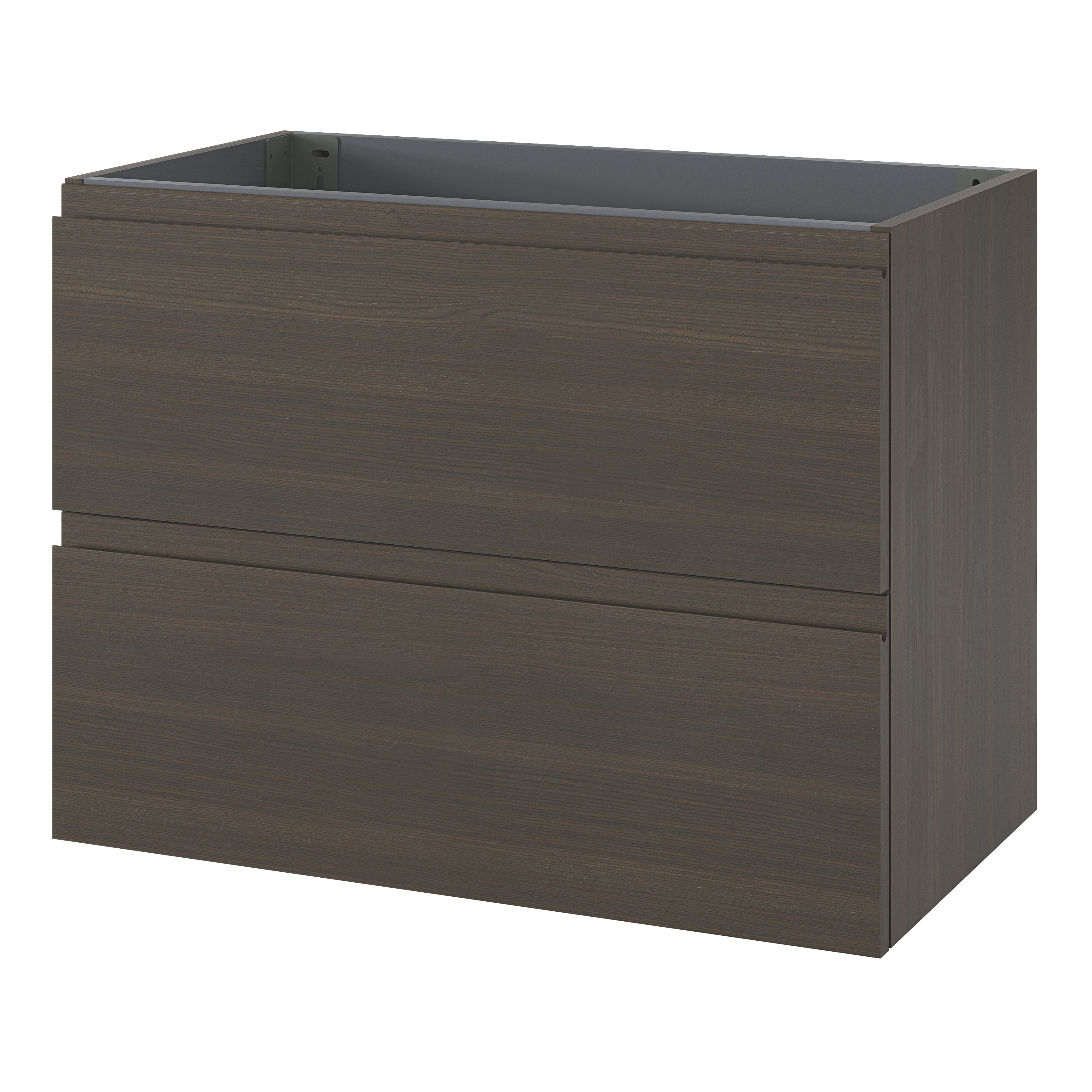 GoodHome Kentia Walnut Veneer Wall-mounted Bathroom Cabinet (H)60cm (W)80cm