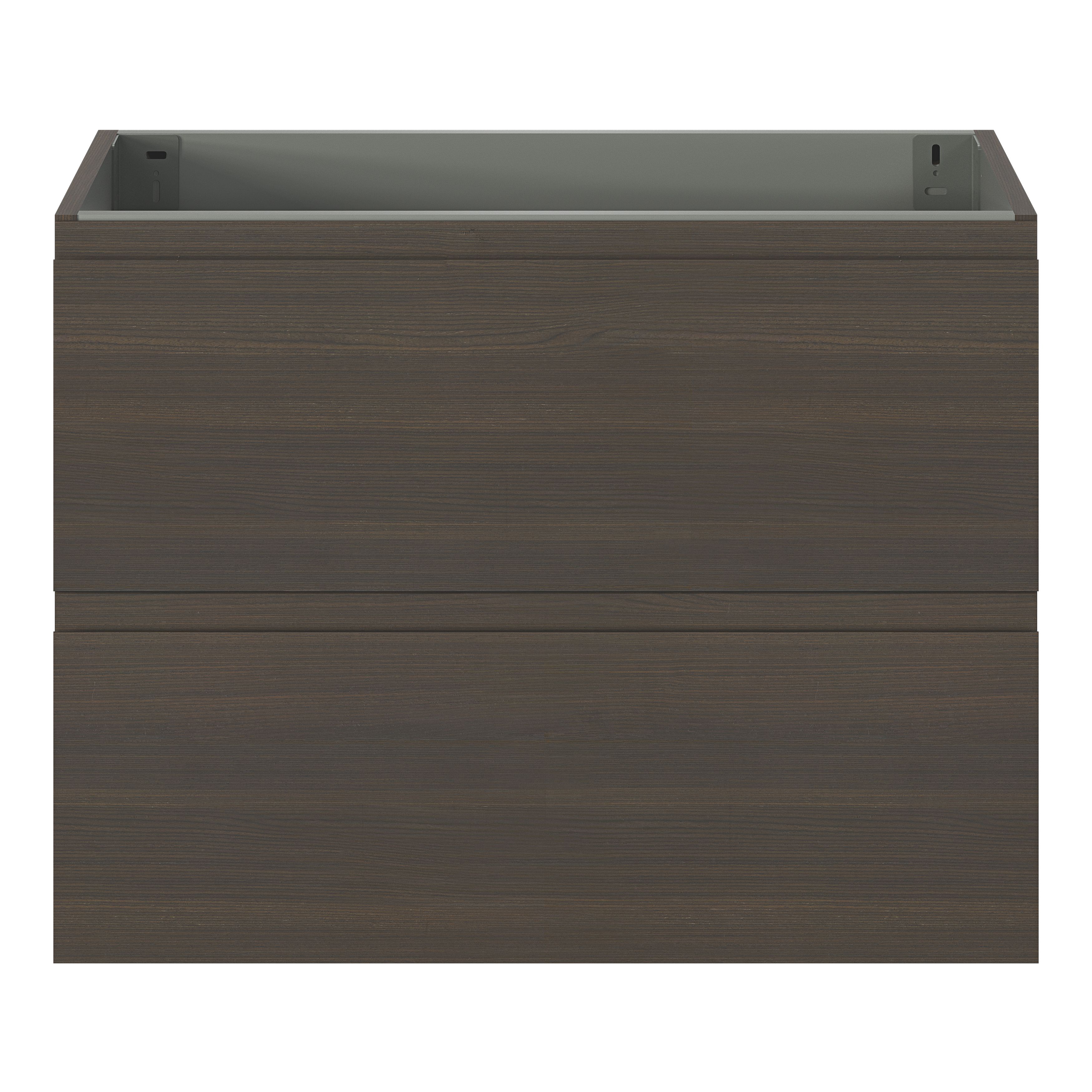 GoodHome Kentia Walnut Veneer Wall-mounted Bathroom Cabinet (H)60cm (W)80cm