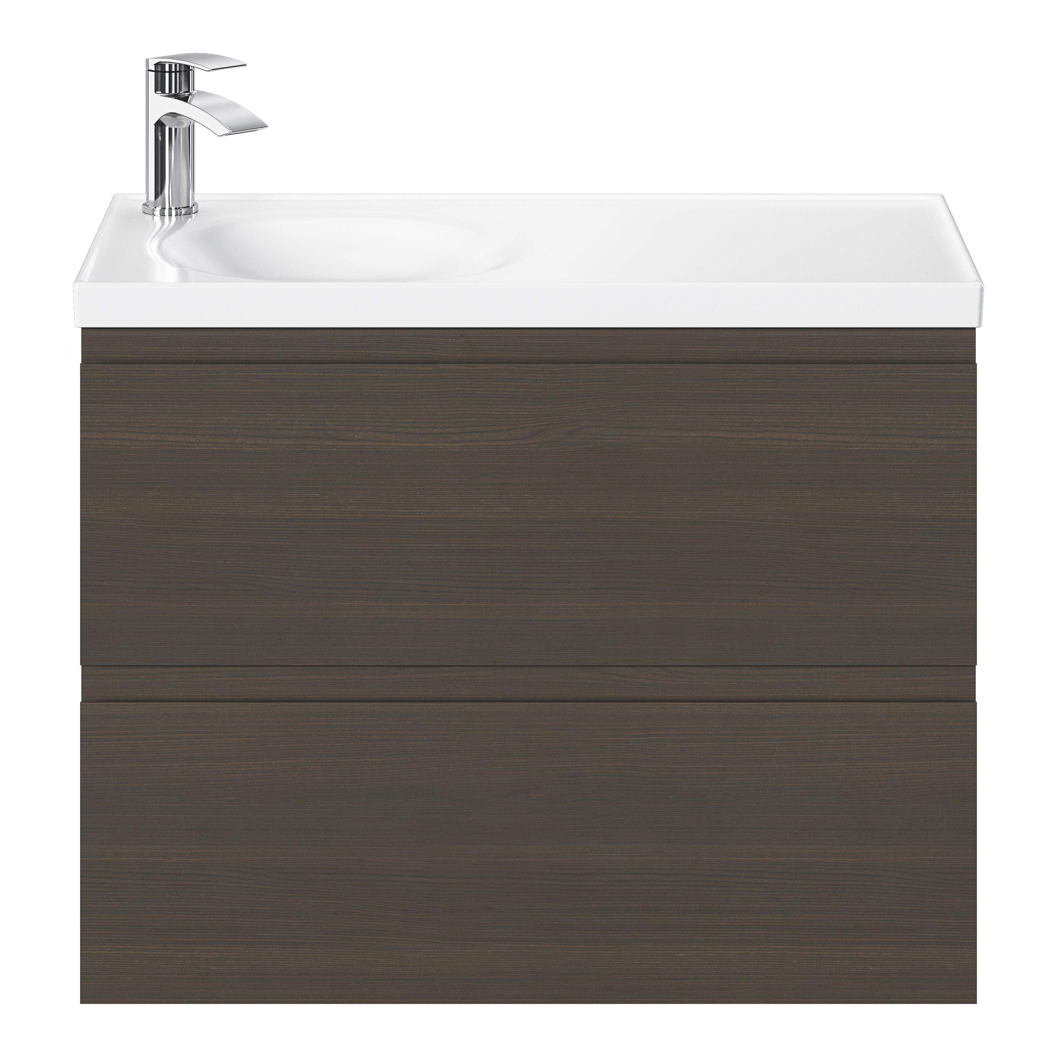 GoodHome Kentia Walnut Veneer Wall-mounted Bathroom Cabinet (H)60cm (W)80cm