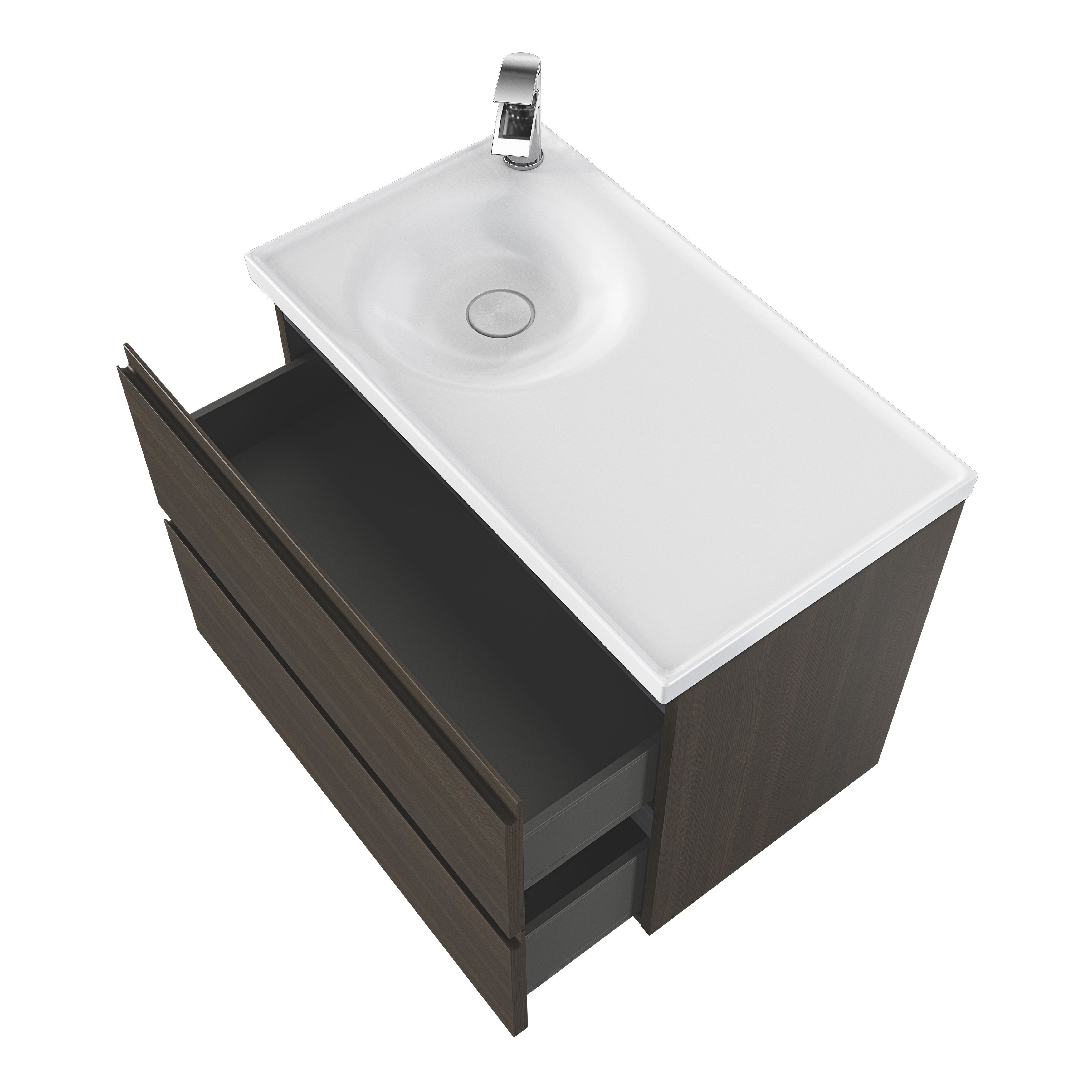 GoodHome Kentia Walnut Veneer Wall-mounted Bathroom Cabinet (H)60cm (W)80cm