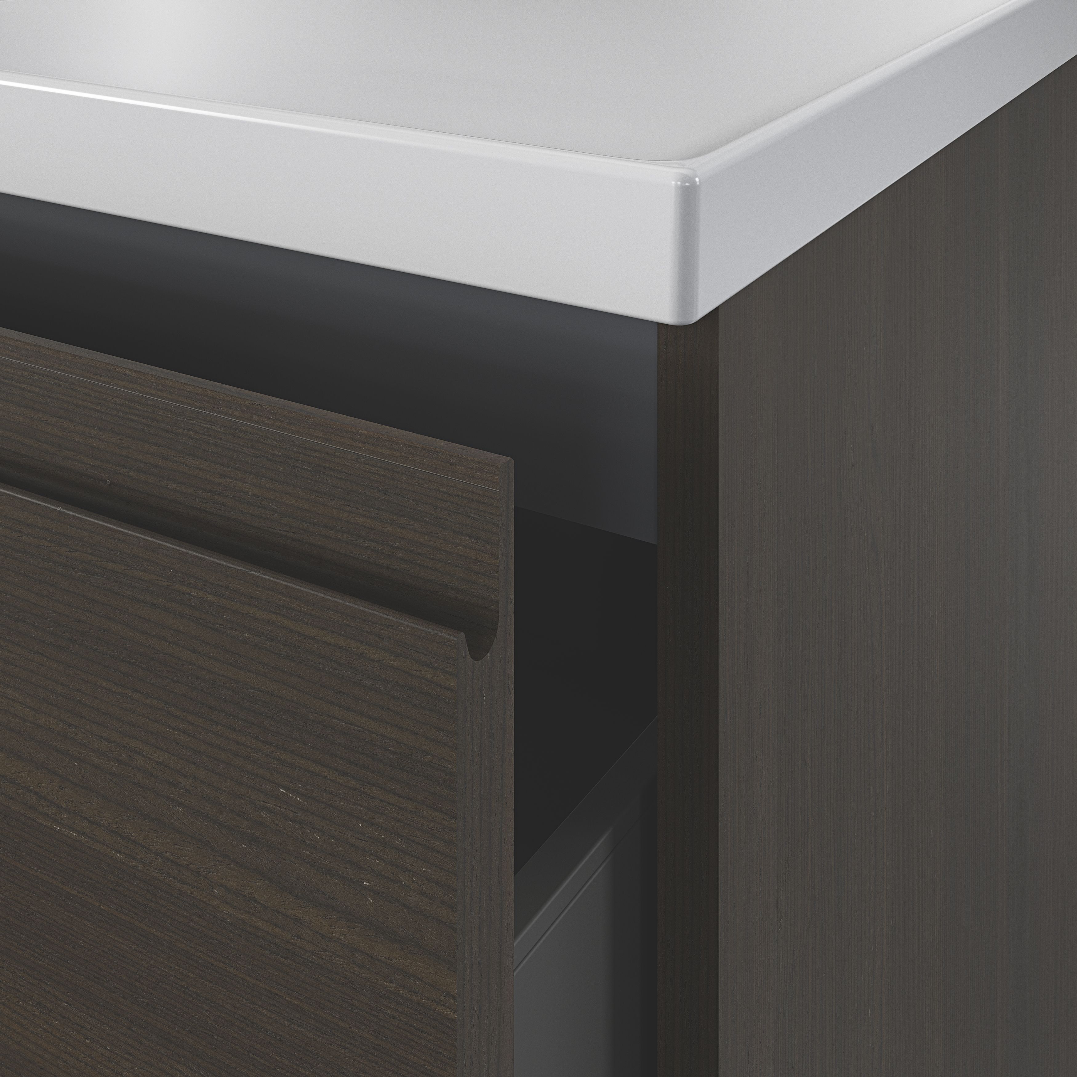 GoodHome Kentia Walnut Veneer Wall-mounted Bathroom Cabinet (H)60cm (W)80cm