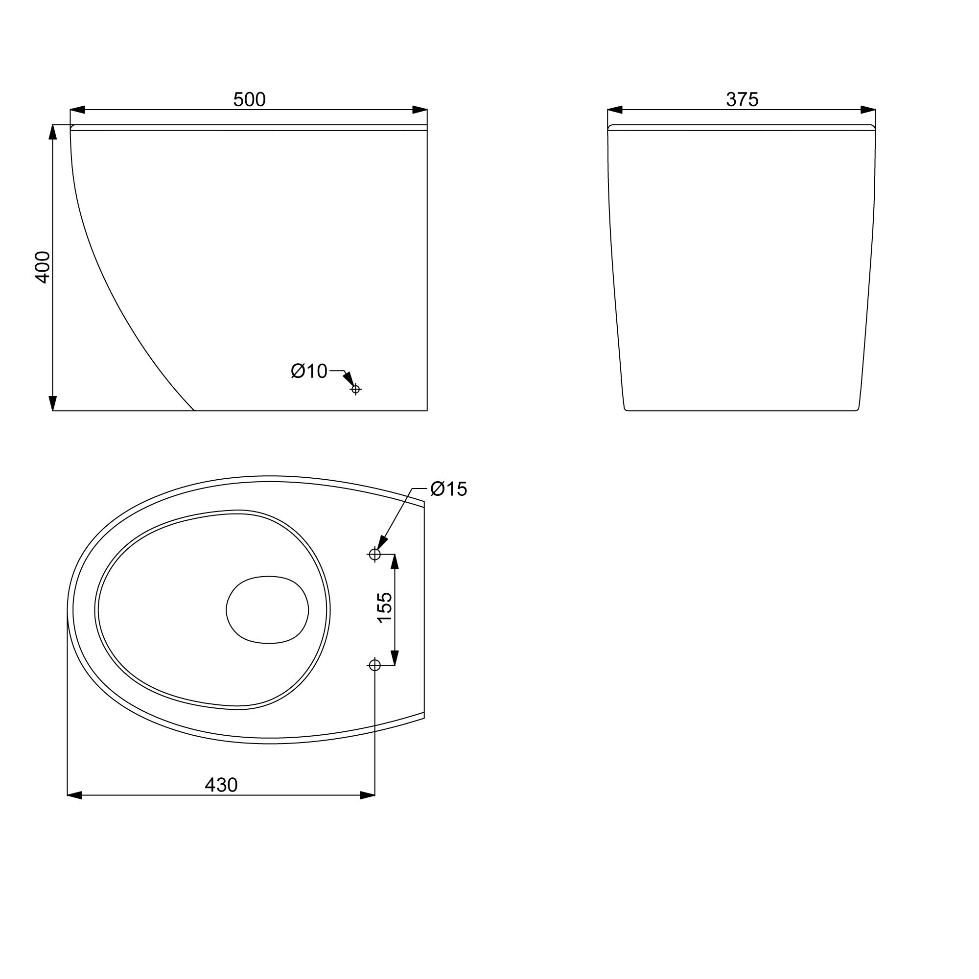 GoodHome Kentia White Rimless Back to wall Round Toilet pan with Soft close seat