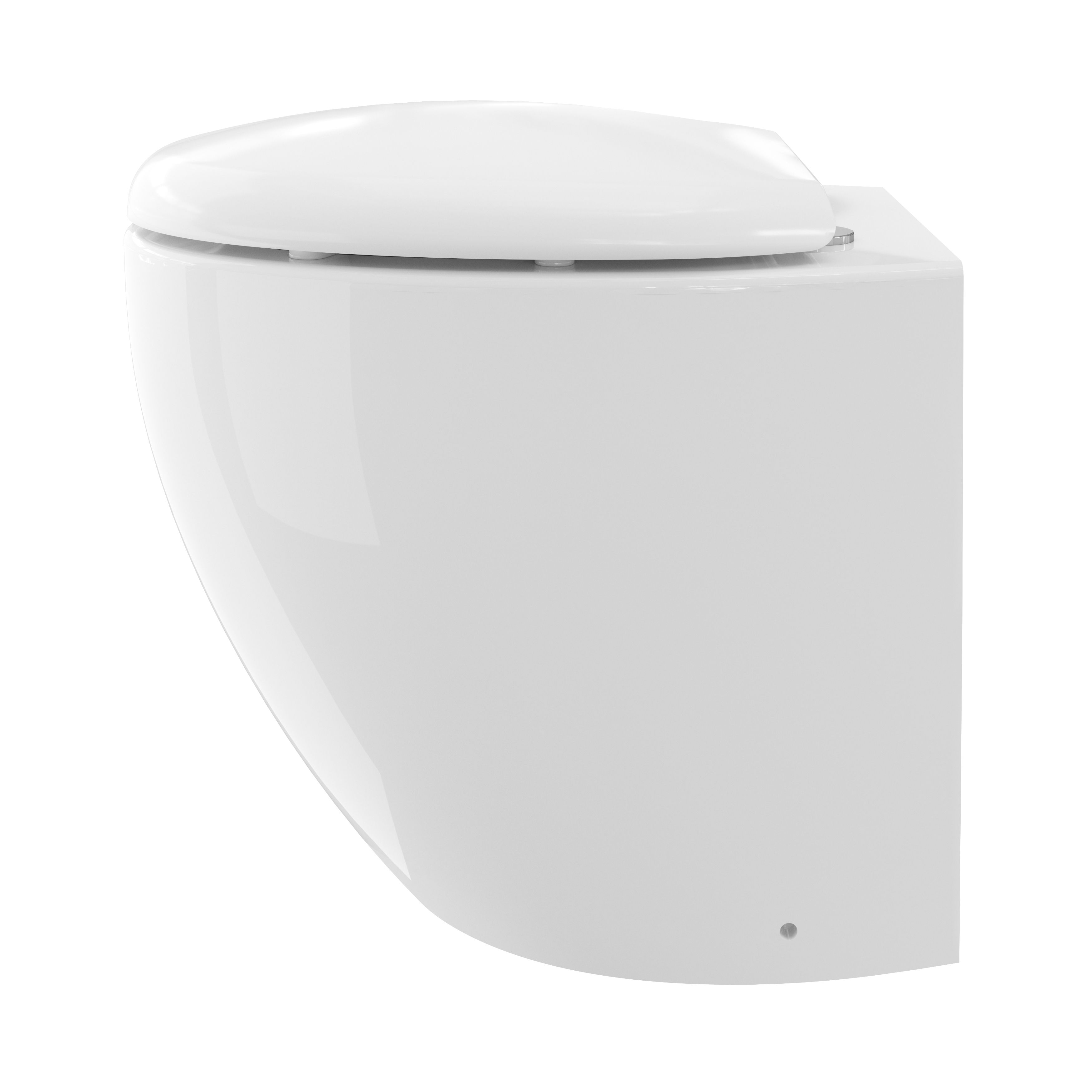 GoodHome Kentia White Rimless Back to wall Round Toilet pan with Soft close seat