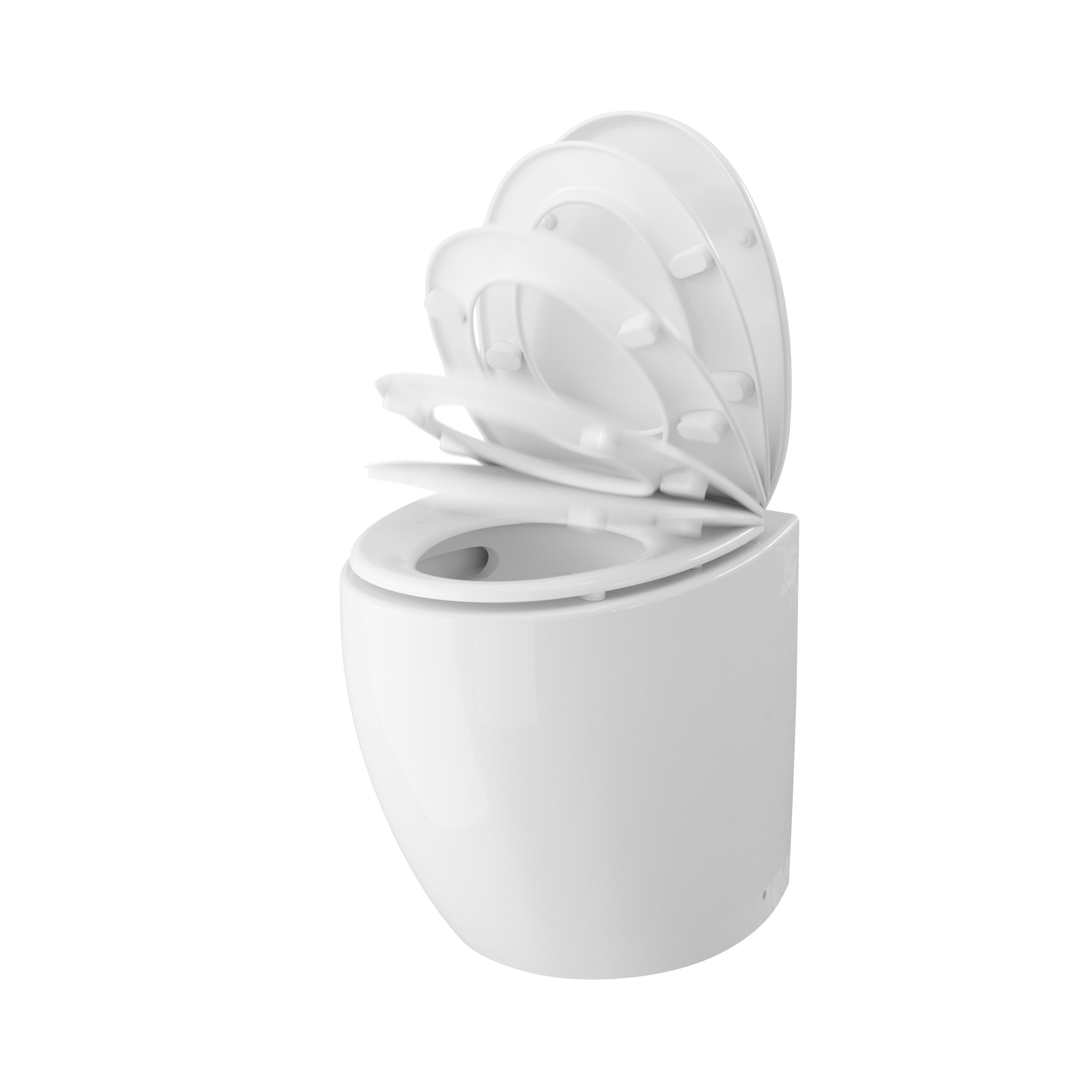 GoodHome Kentia White Rimless Back to wall Round Toilet pan with Soft close seat