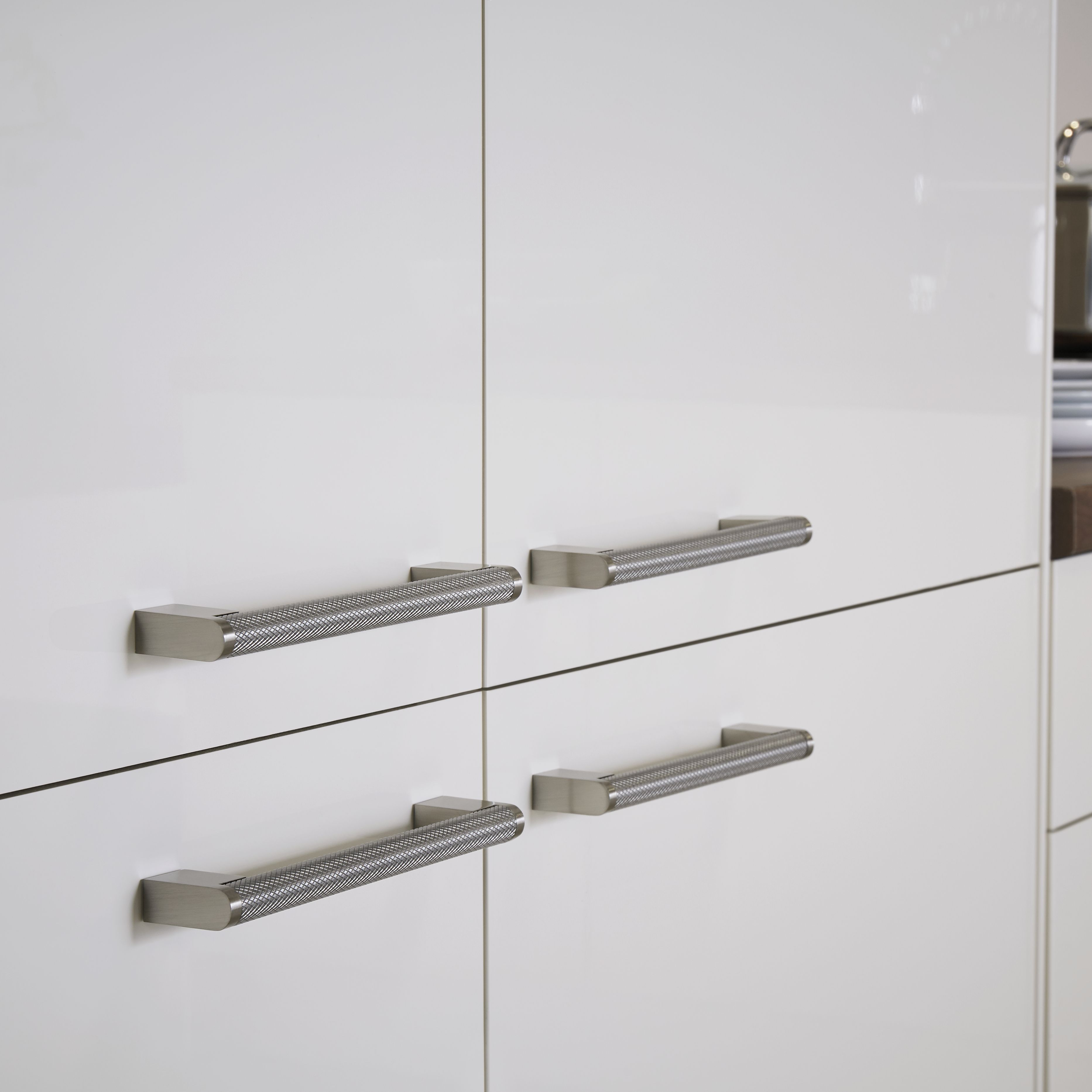 GoodHome Khara Nickel effect Kitchen cabinets Handle (L)18.8cm