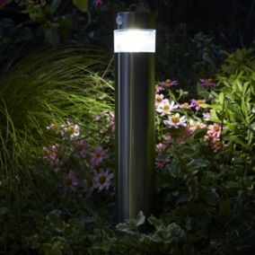 GoodHome Kiana Stainless steel Solar-powered Integrated LED Outdoor Post light