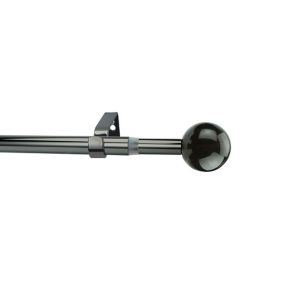 GoodHome Kilmos Gloss Black Nickel effect Extendable Ball Curtain pole Set, (L)1200mm-2100mm (Dia)19mm