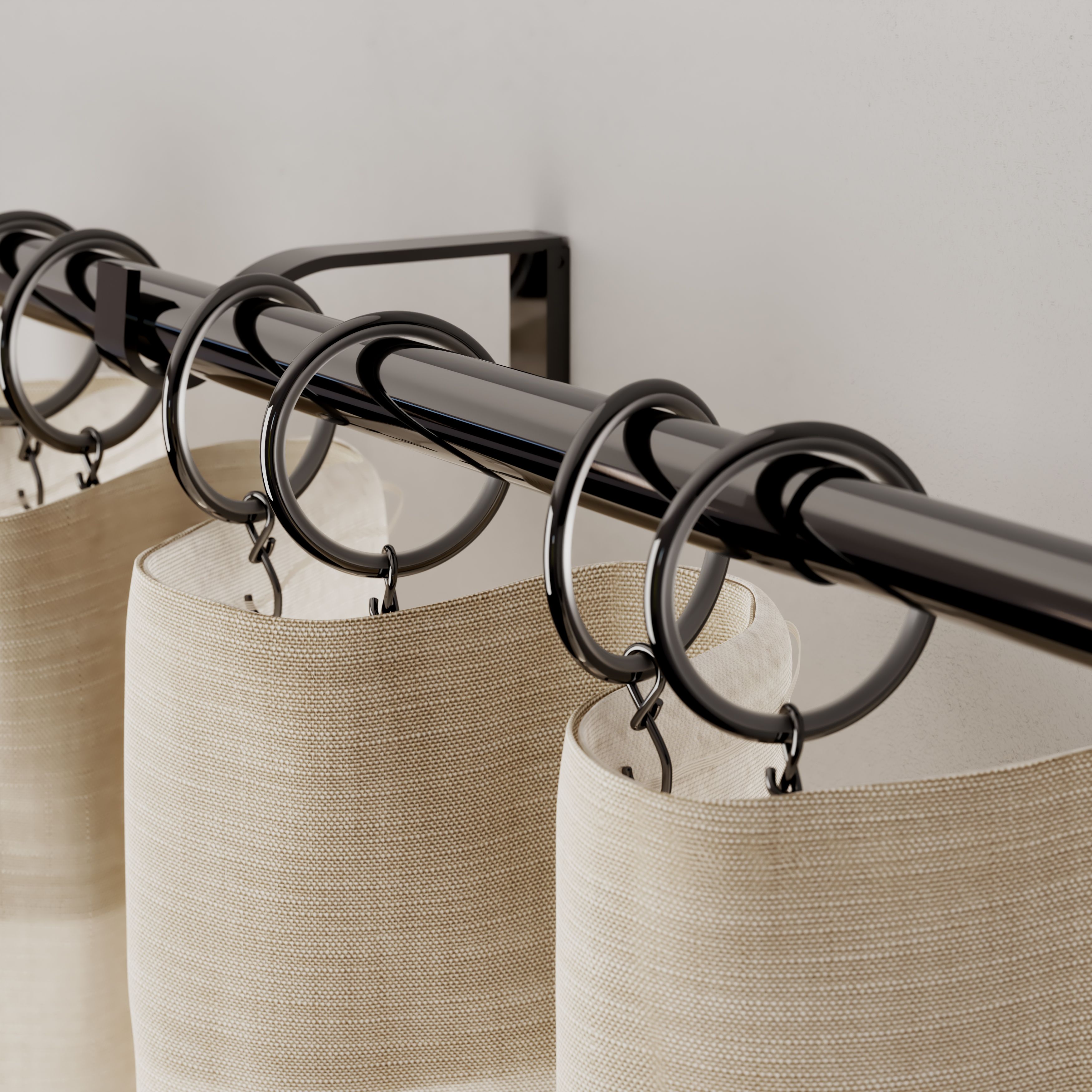 GoodHome Kimlos Nickel effect Black Curtain ring (Dia)28mm, Pack of 10