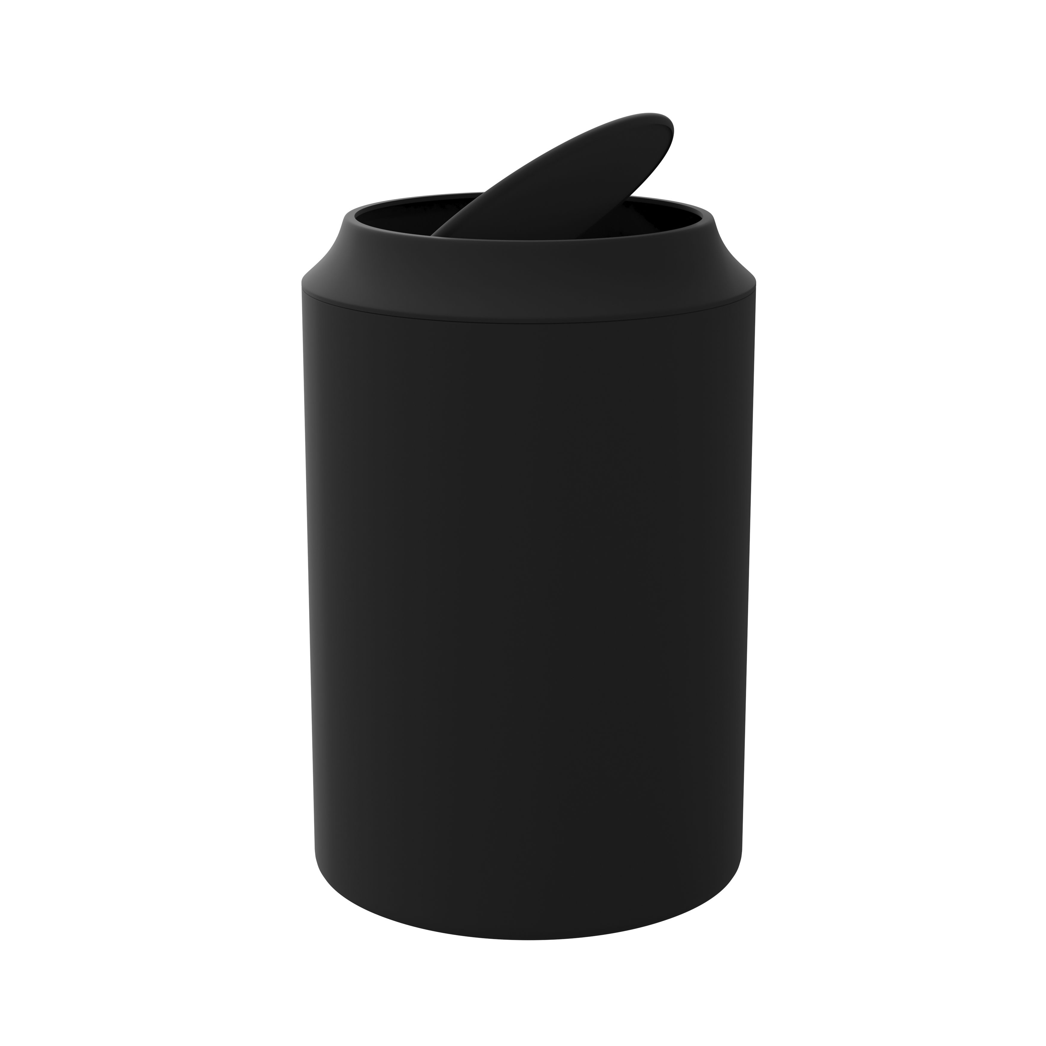GoodHome Kina Black Plastic Bathroom Bin - 5L