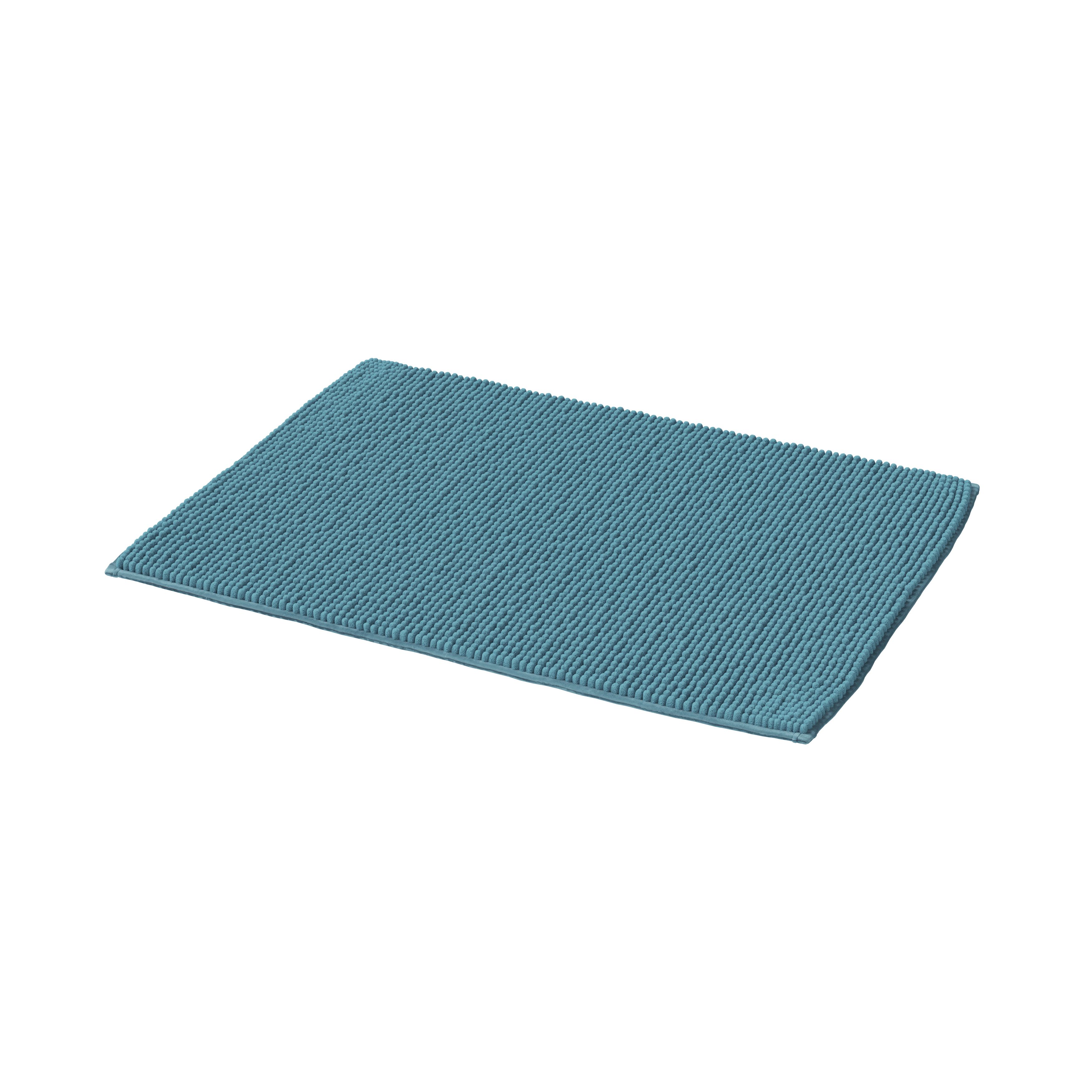 GoodHome Kina Water blue Polyester Anti-slip Bath mat (L)700mm (W)500mm