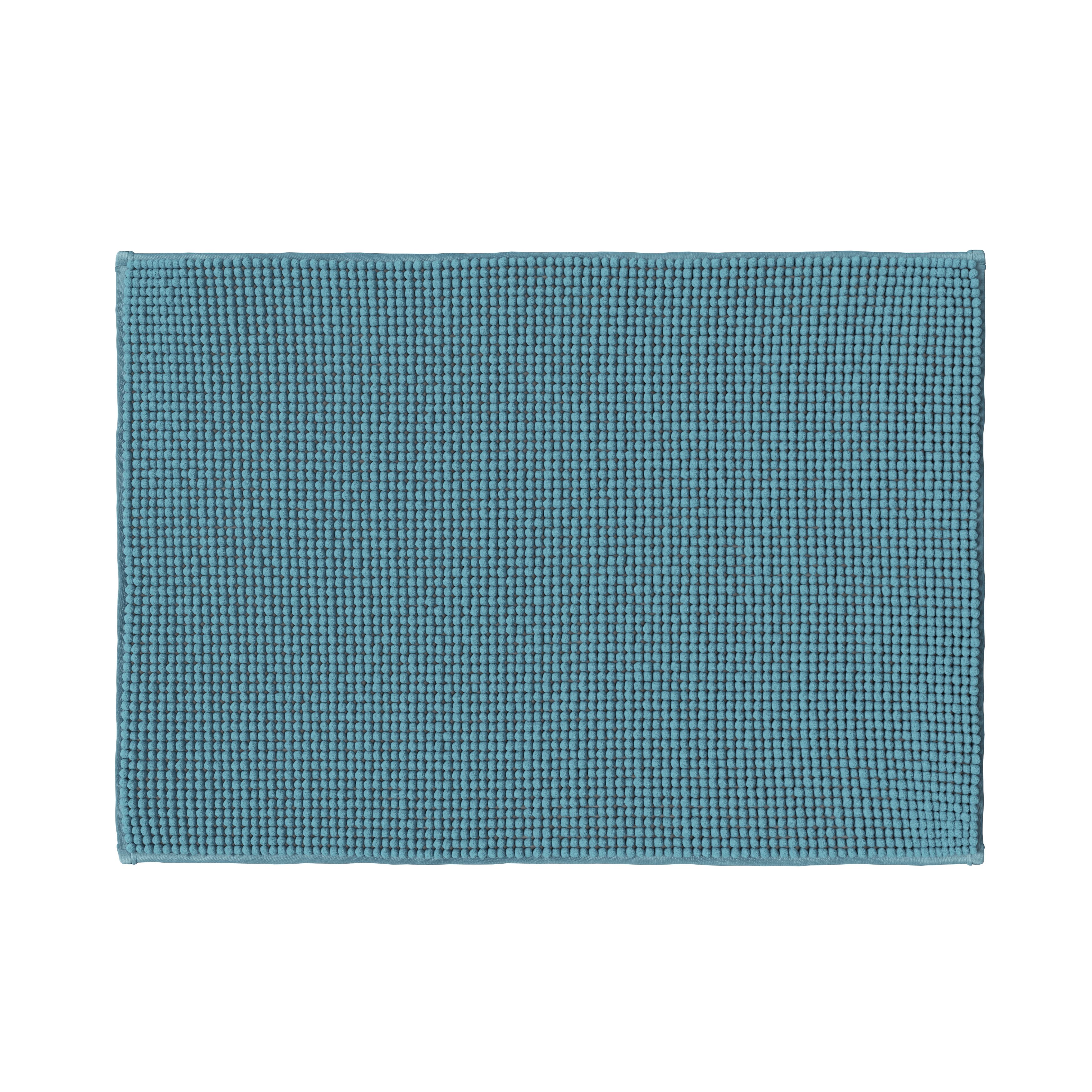 GoodHome Kina Water blue Polyester Anti-slip Bath mat (L)700mm (W)500mm