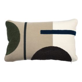 GoodHome Kisiria Beige Embroidery Outdoor Cushion (L)50cm x (W)30cm
