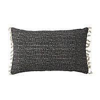 GoodHome Kisiria Black & off white Tasselled Outdoor Cushion (L)50cm x (W)50cm