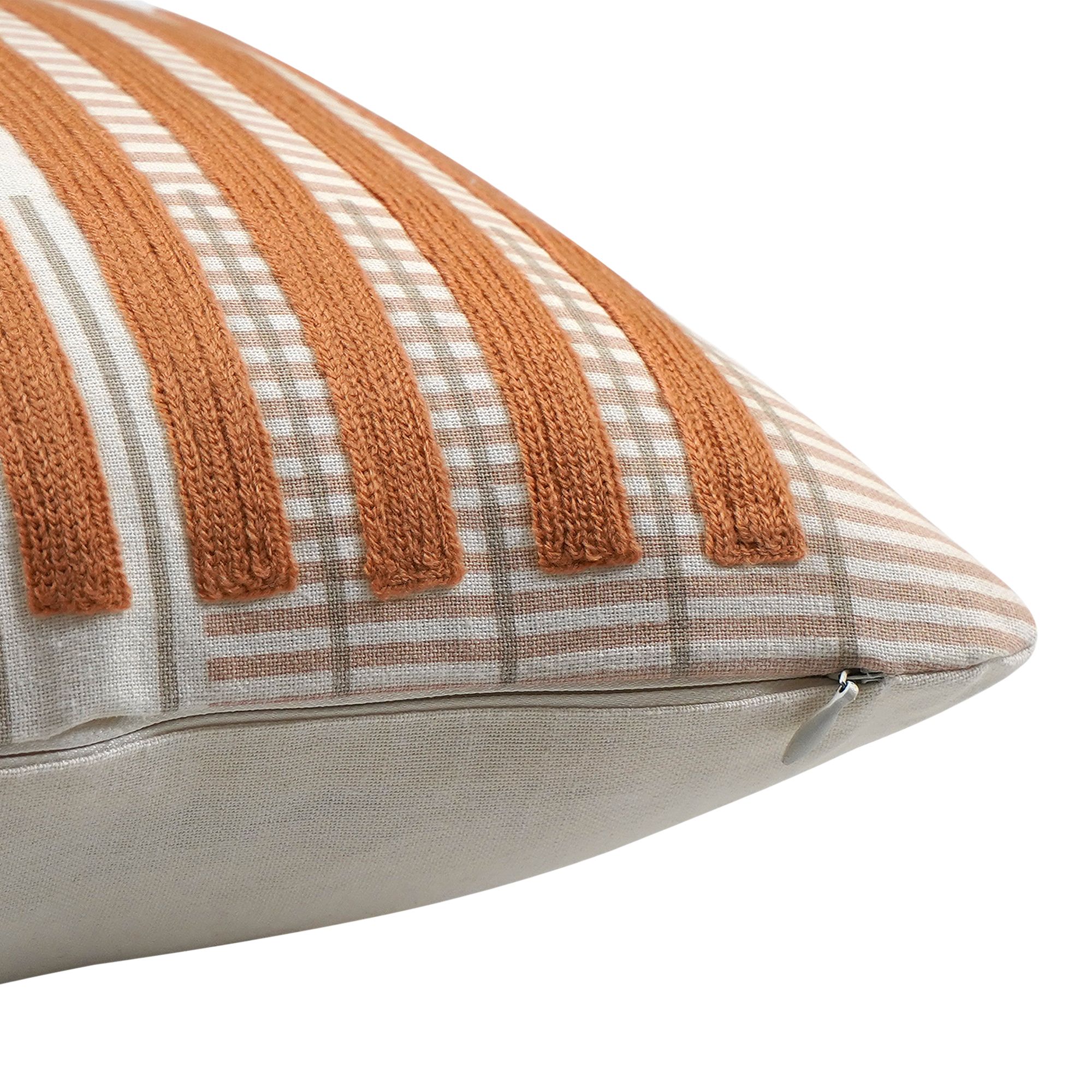 GoodHome Kisiria Orange & Beige Embroidery Outdoor Cushion (L)50cm x (W)30cm