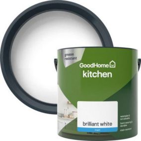 GoodHome Kitchen Brilliant white Matt Emulsion paint, 2.5L