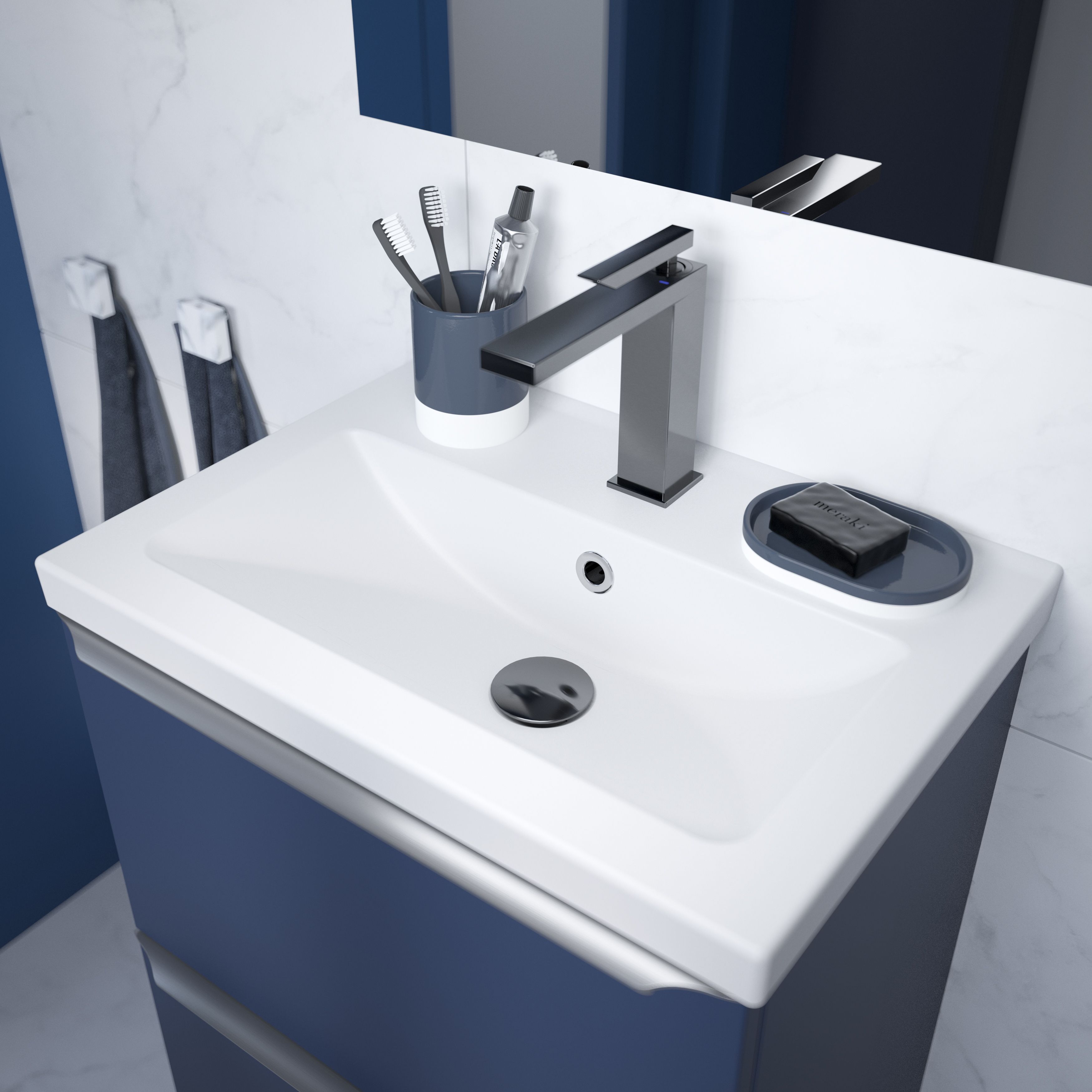 GoodHome Kolima Chrome Medium Square Deck-mounted Manual Basin Mono mixer Tap