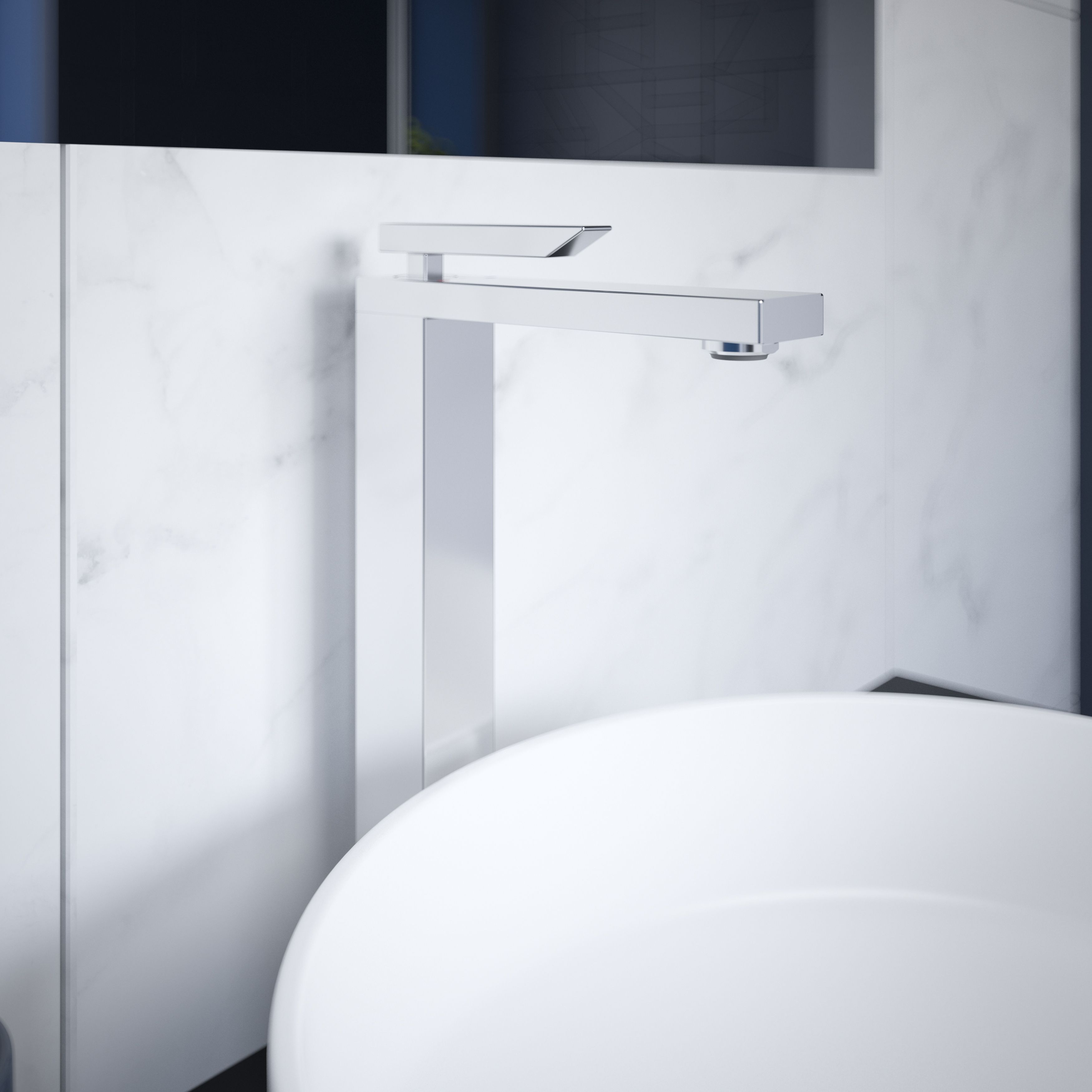 GoodHome Kolima Chrome Tall Square Deck-mounted Manual Sink or worktop Mono mixer Tap