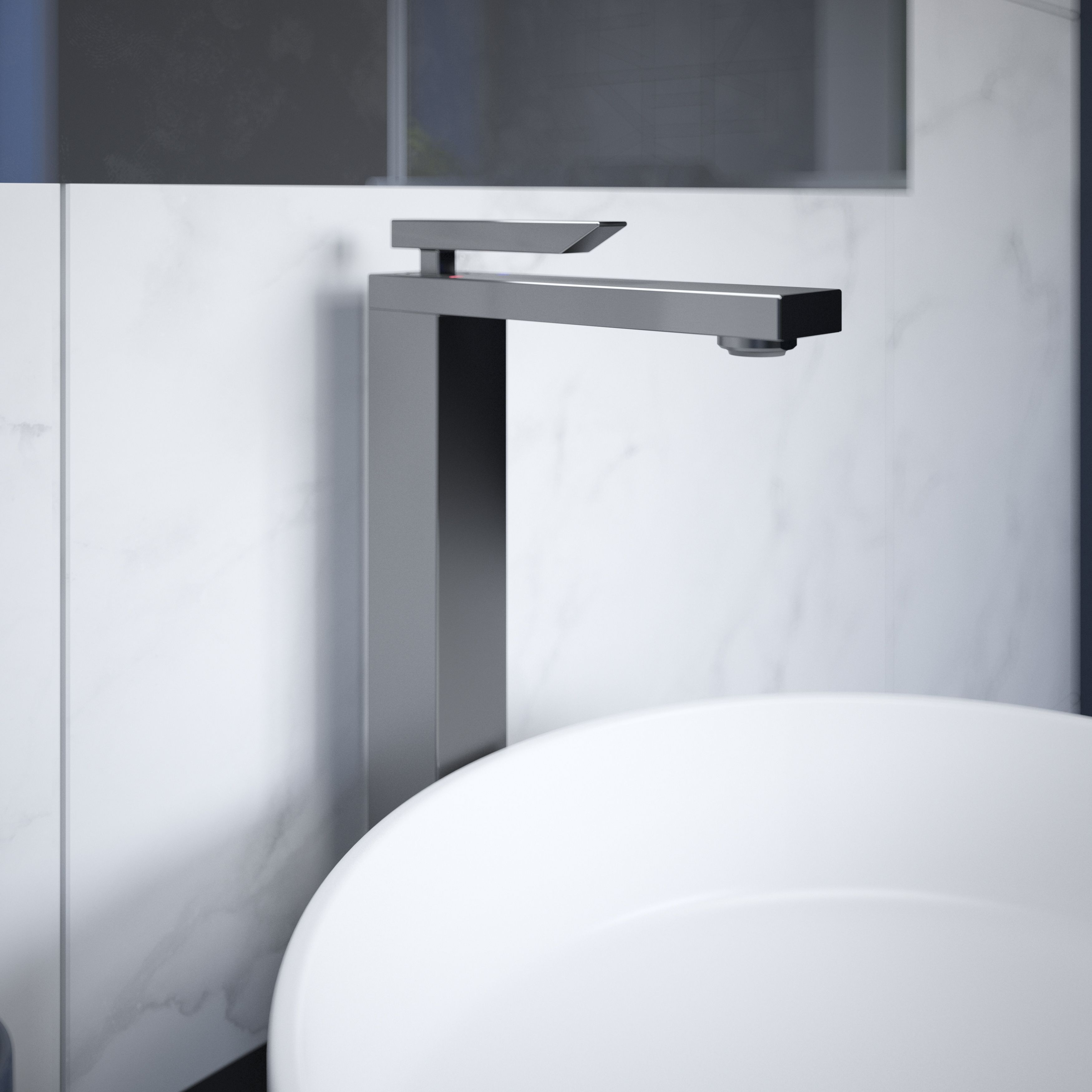 GoodHome Kolima Titanium Tall Square Deck-mounted Manual Sink or worktop Mono mixer Tap
