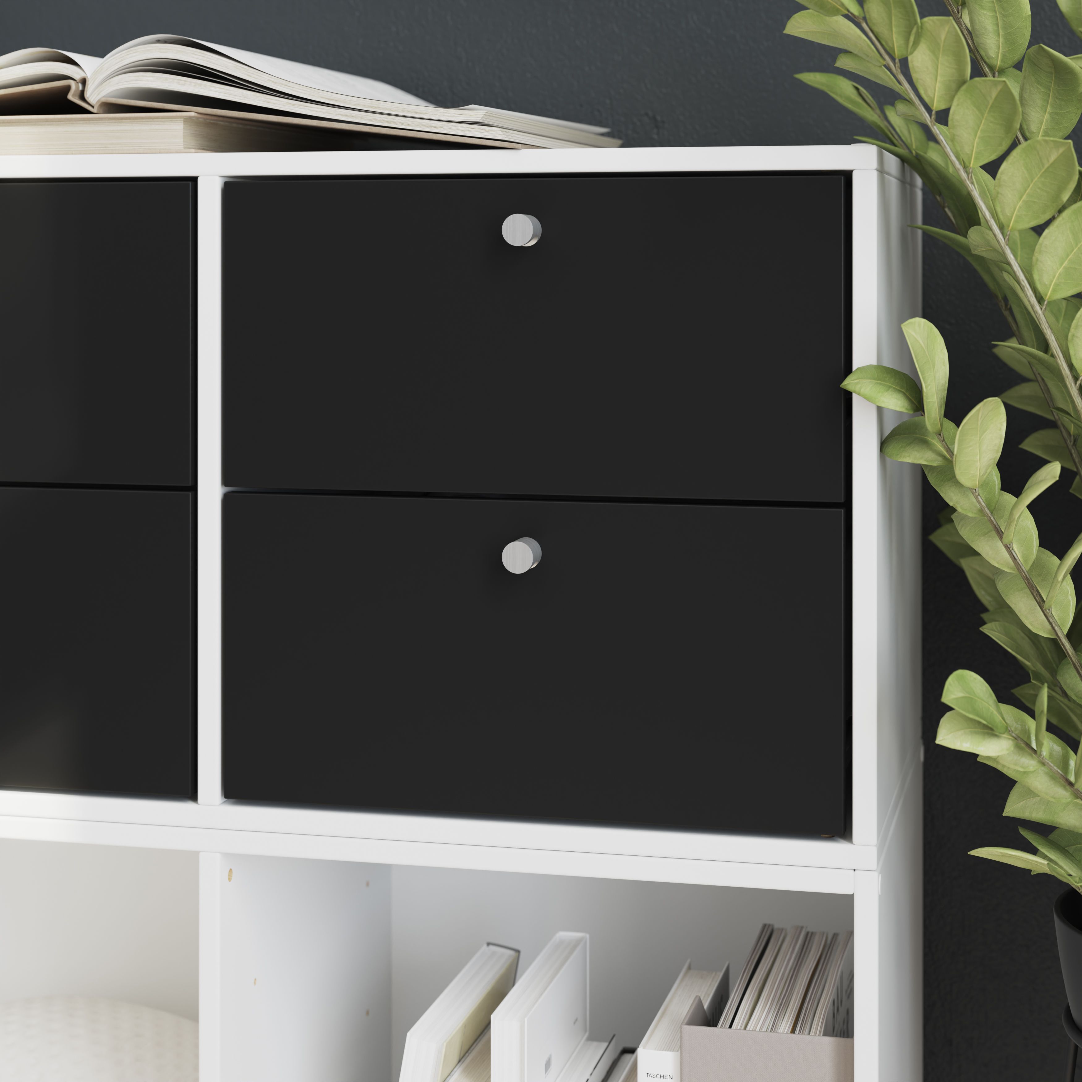 GoodHome Konnect Black Slab Internal Modular Drawer (H)323mm (W)322mm (D)322mm, Pair