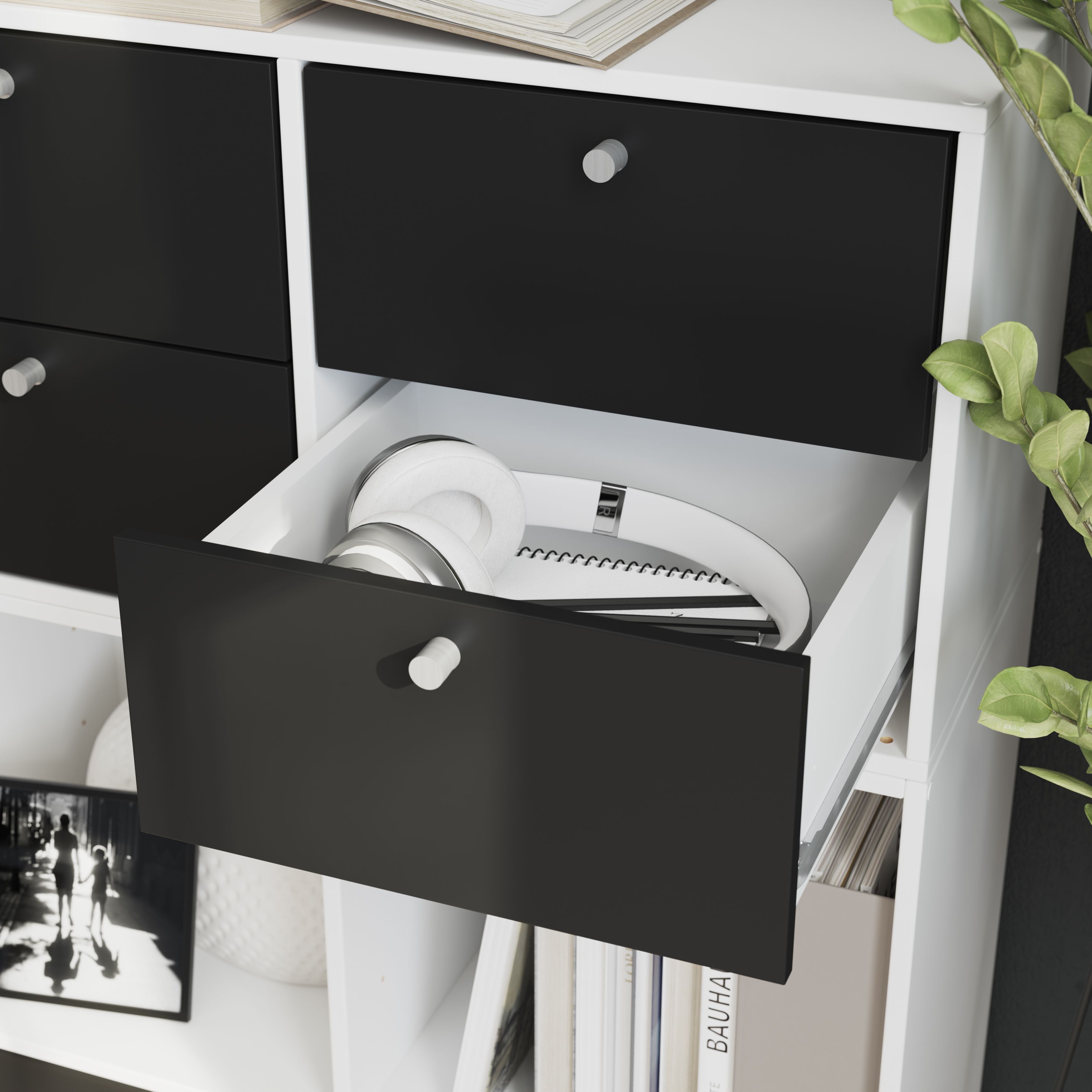 GoodHome Konnect Black Slab Internal Modular Drawer (H)323mm (W)322mm (D)322mm, Pair