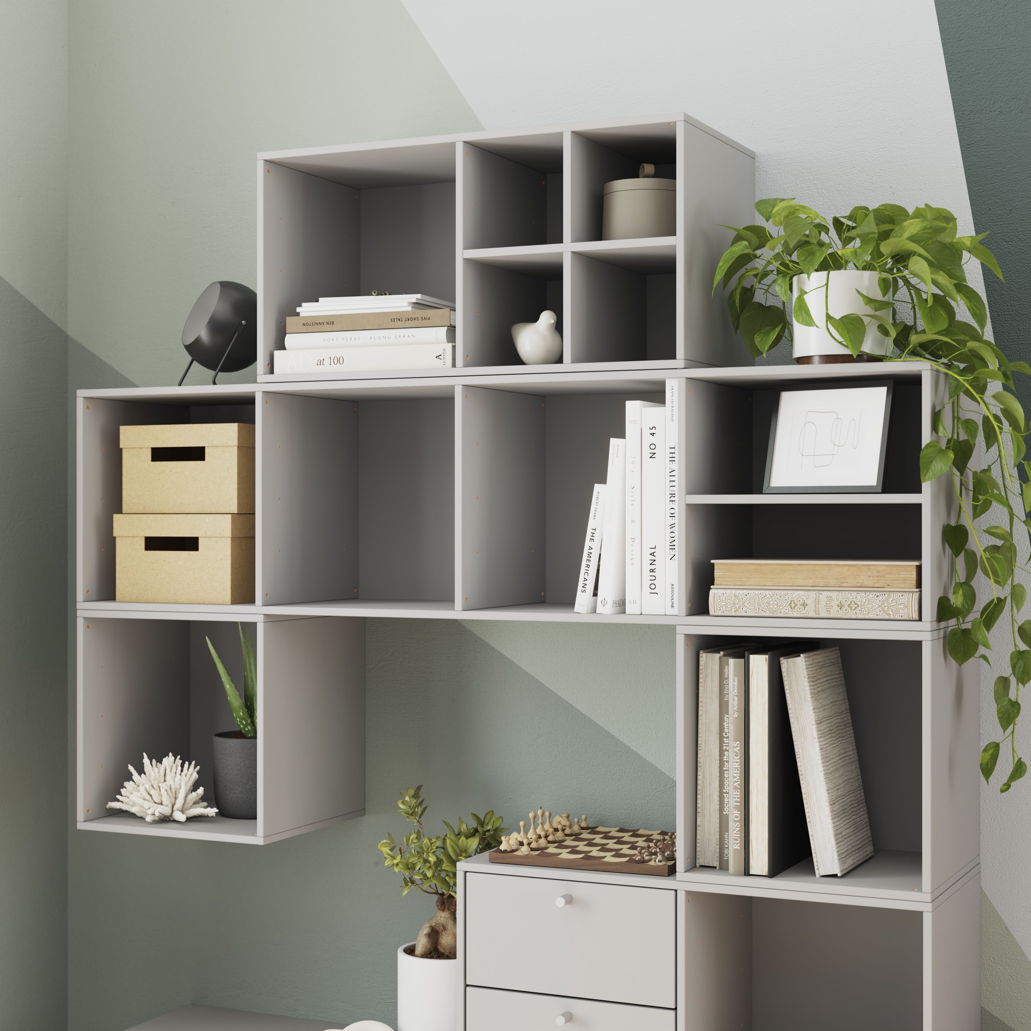 GoodHome Konnect Grey Cube Shelving unit, (H)354mm (W)354mm