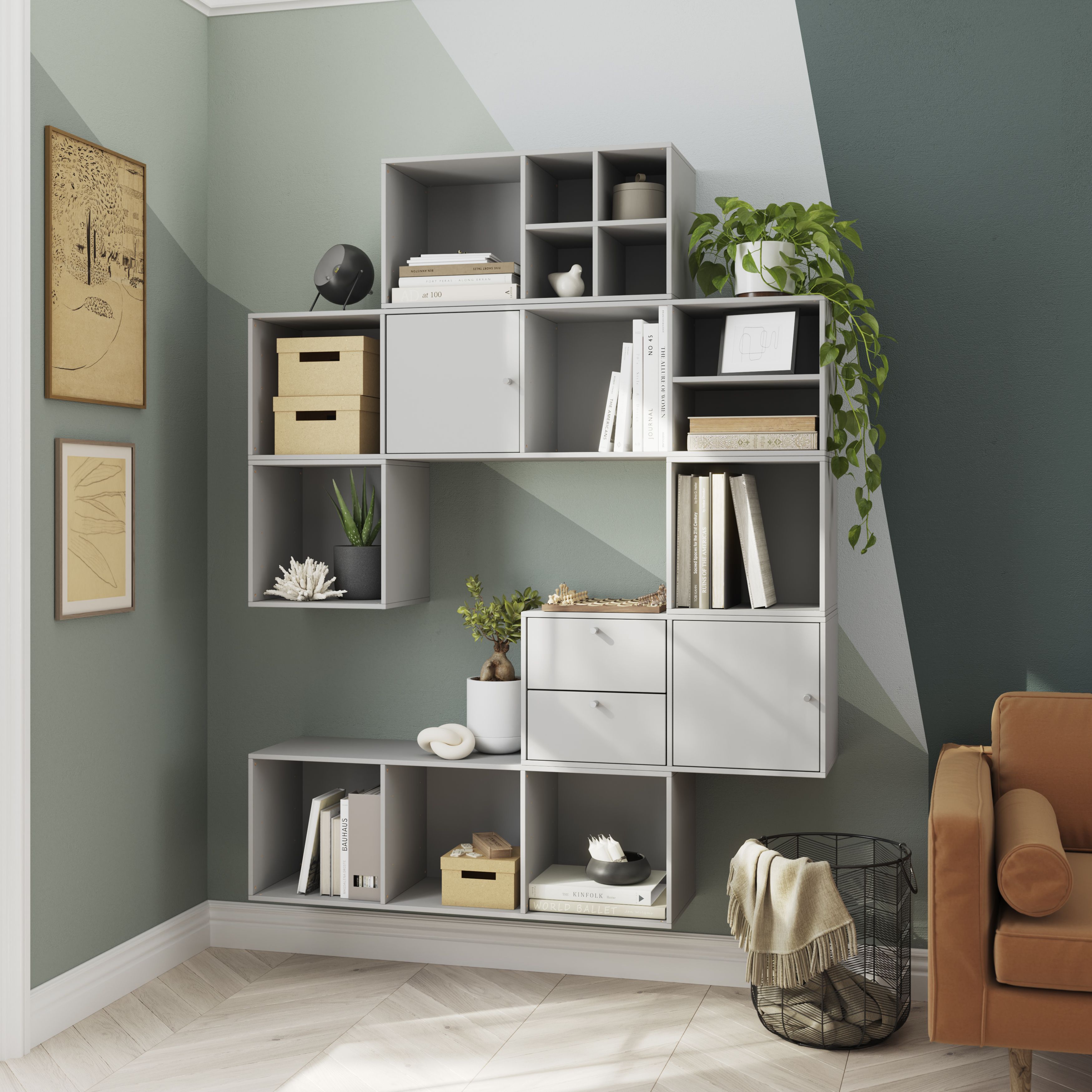 GoodHome Konnect Grey Cube Shelving unit, (H)354mm (W)354mm