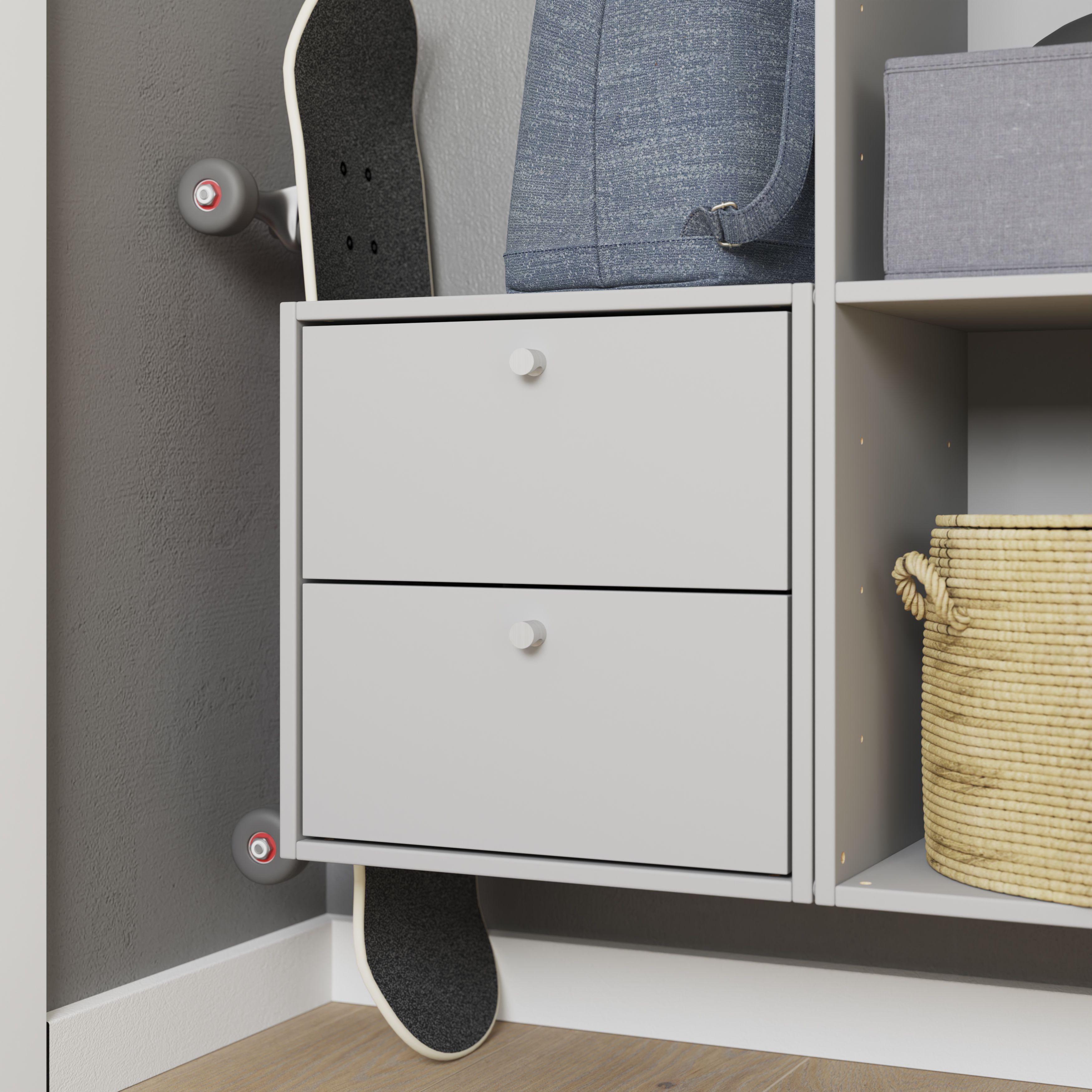 GoodHome Konnect Light grey Slab Internal Modular Drawer (H)323mm (W)322mm (D)322mm, Pair
