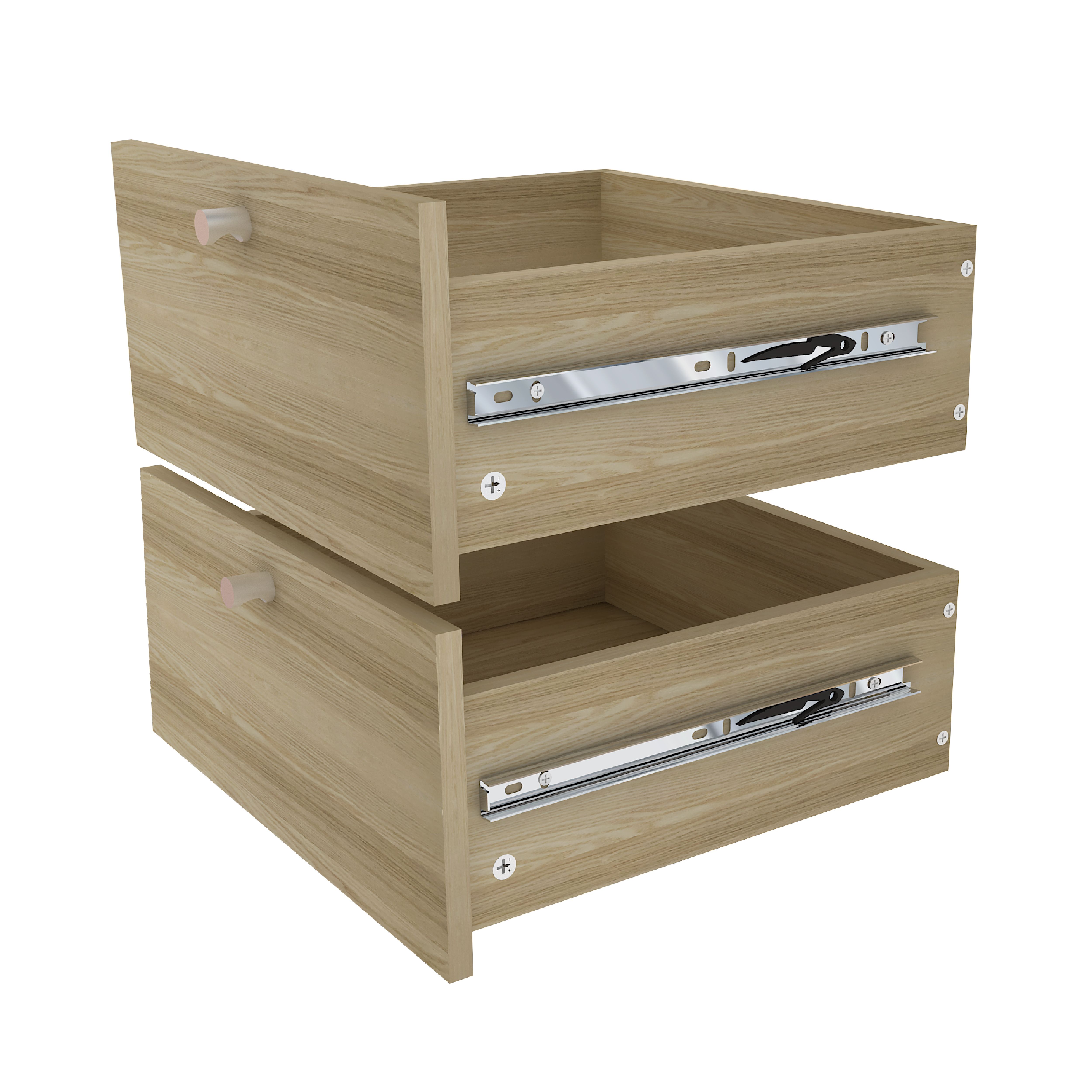 GoodHome Konnect Natural oak effect Slab Internal Modular Drawer (H)323mm (W)322mm (D)322mm, Pair