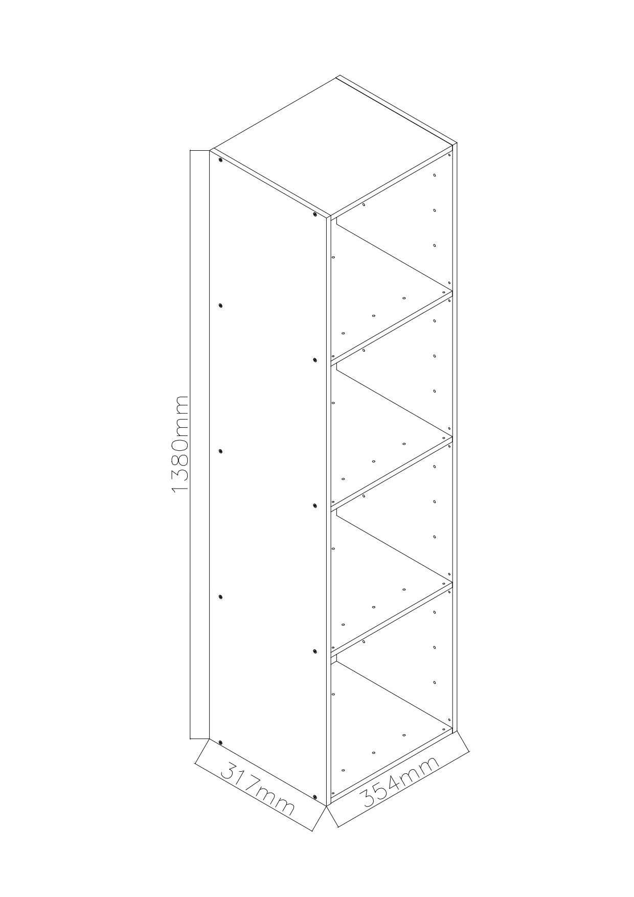 GoodHome Konnect Oak effect 4 shelf Cube Bookcase, (H)1380mm (W)354mm