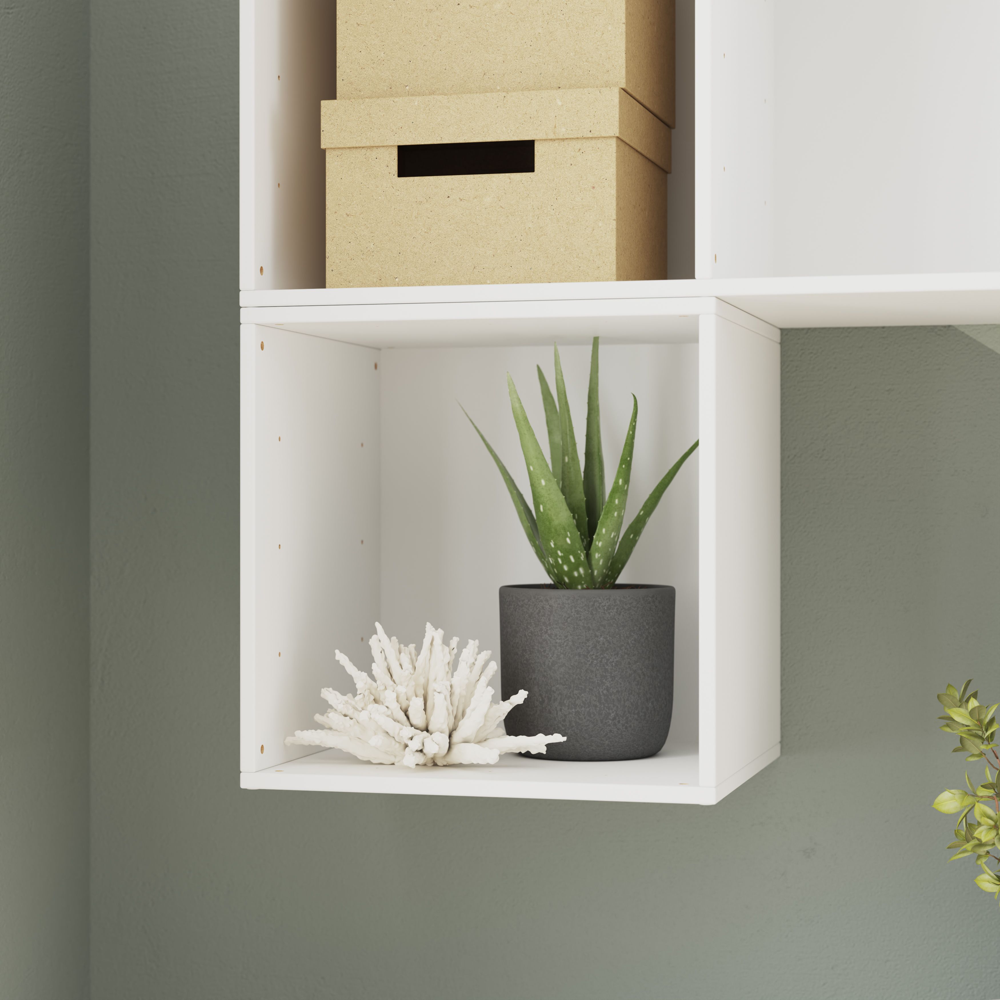 GoodHome Konnect White Cube Shelving unit, (H)354mm (W)354mm