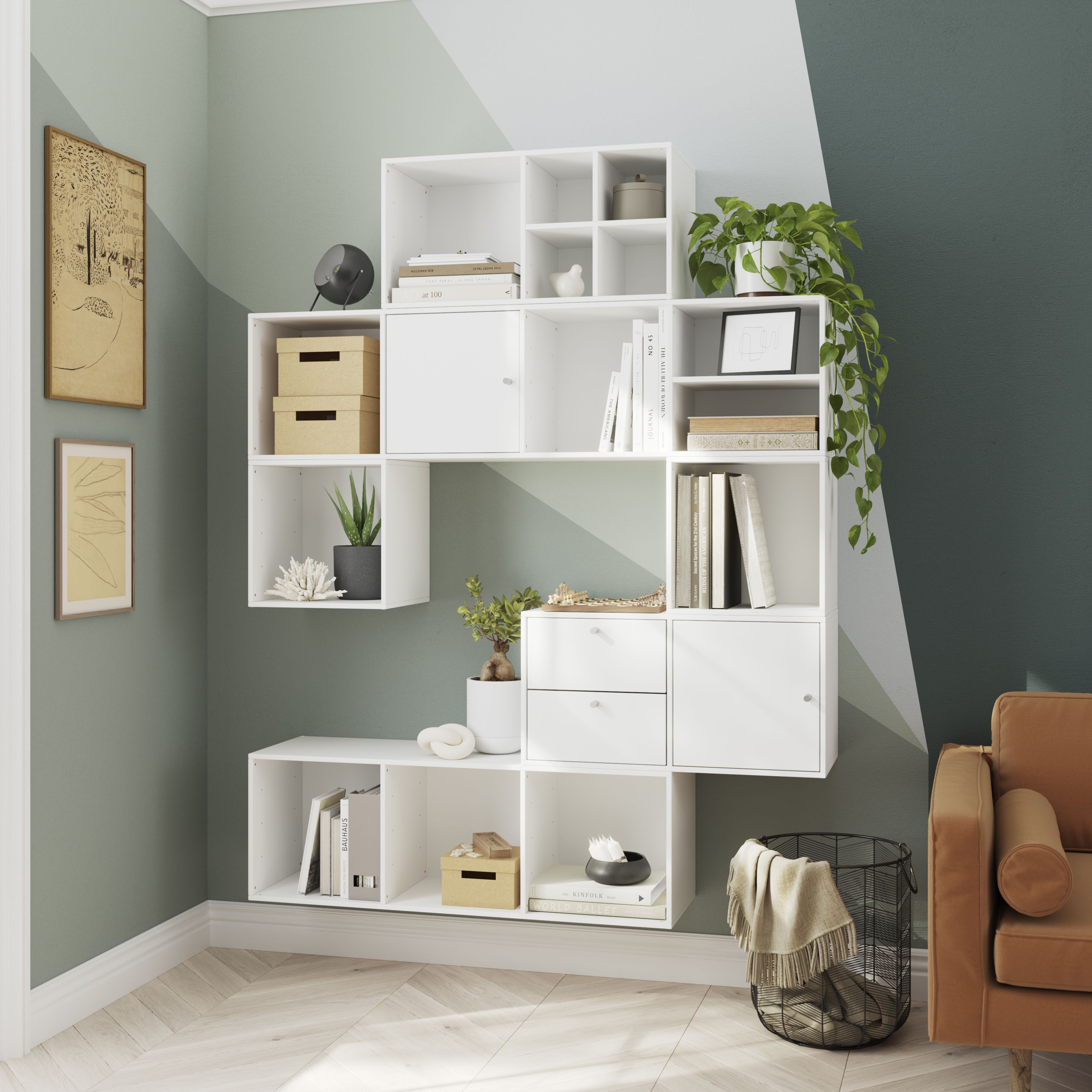 GoodHome Konnect White Cube Shelving unit, (H)354mm (W)354mm