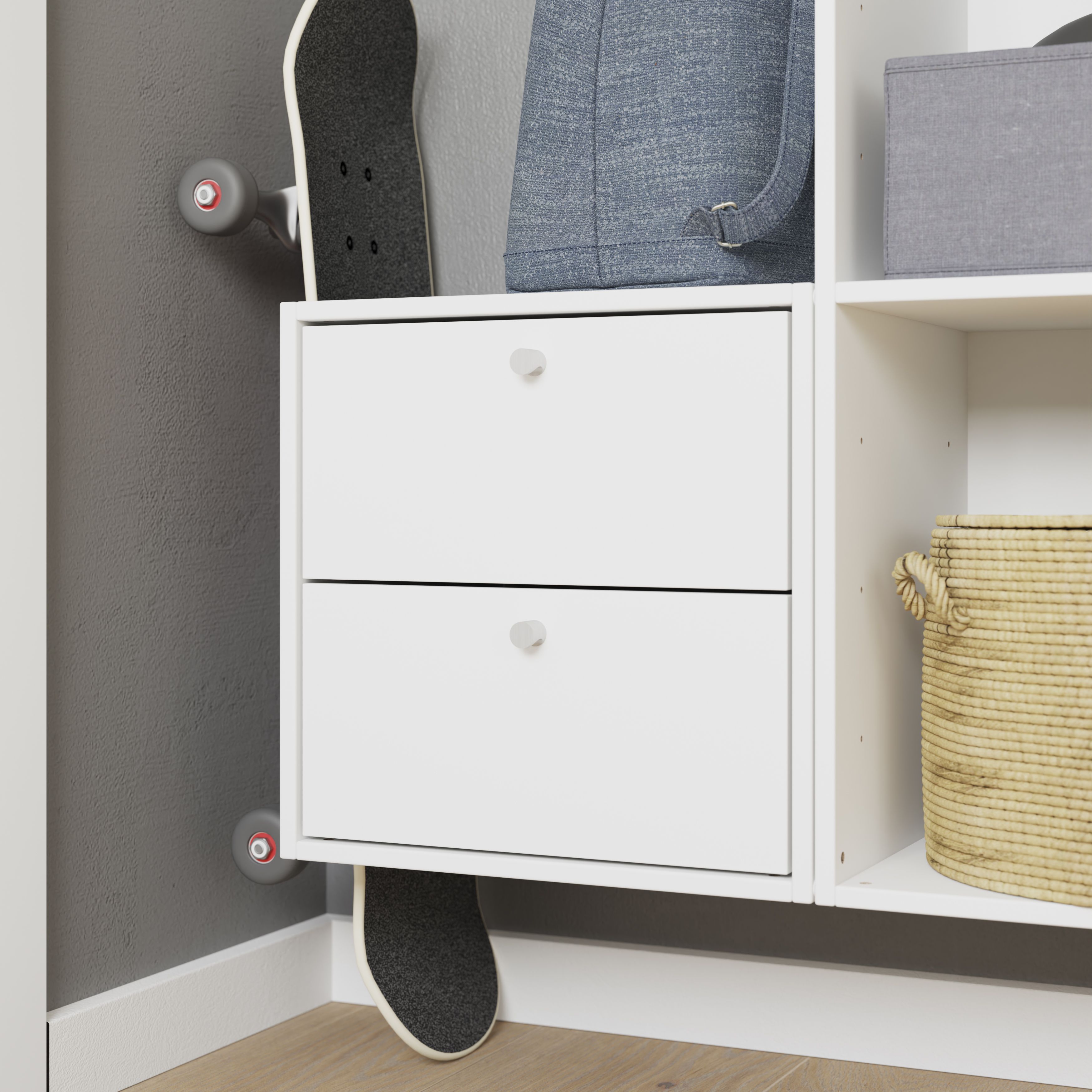 GoodHome Konnect White Slab Internal Modular Drawer (H)323mm (W)322mm (D)322mm, Pair