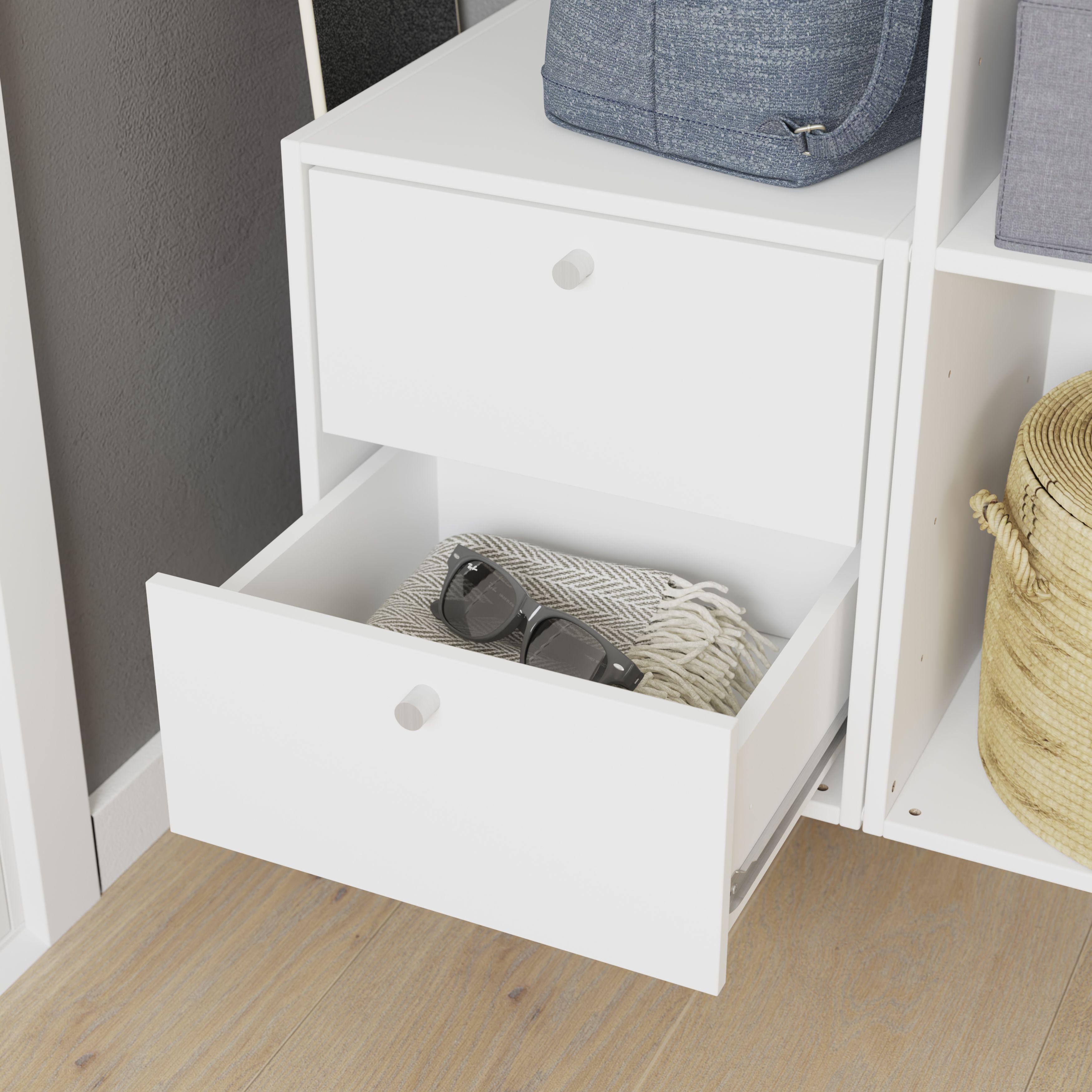 GoodHome Konnect White Slab Internal Modular Drawer (H)323mm (W)322mm (D)322mm, Pair