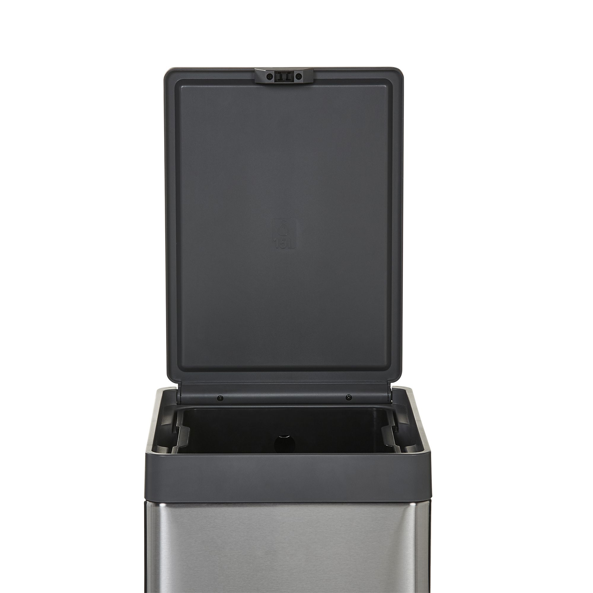 GoodHome Kora Anthracite Metal Touch Bin - 15L